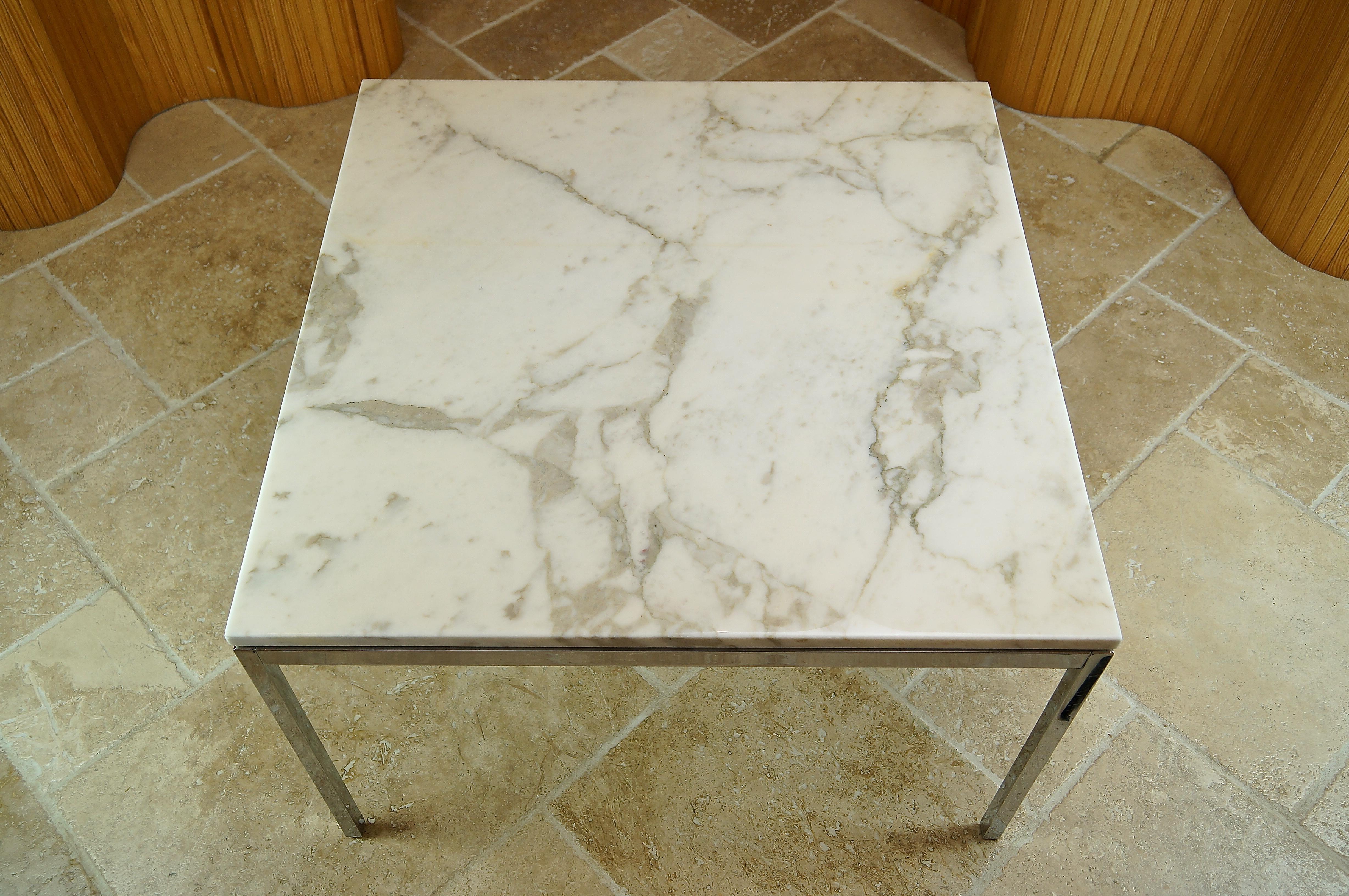 Mid-20th Century Vintage Marble Chrome Square Coffee Table by Florence Knoll, 1960s Midcentury