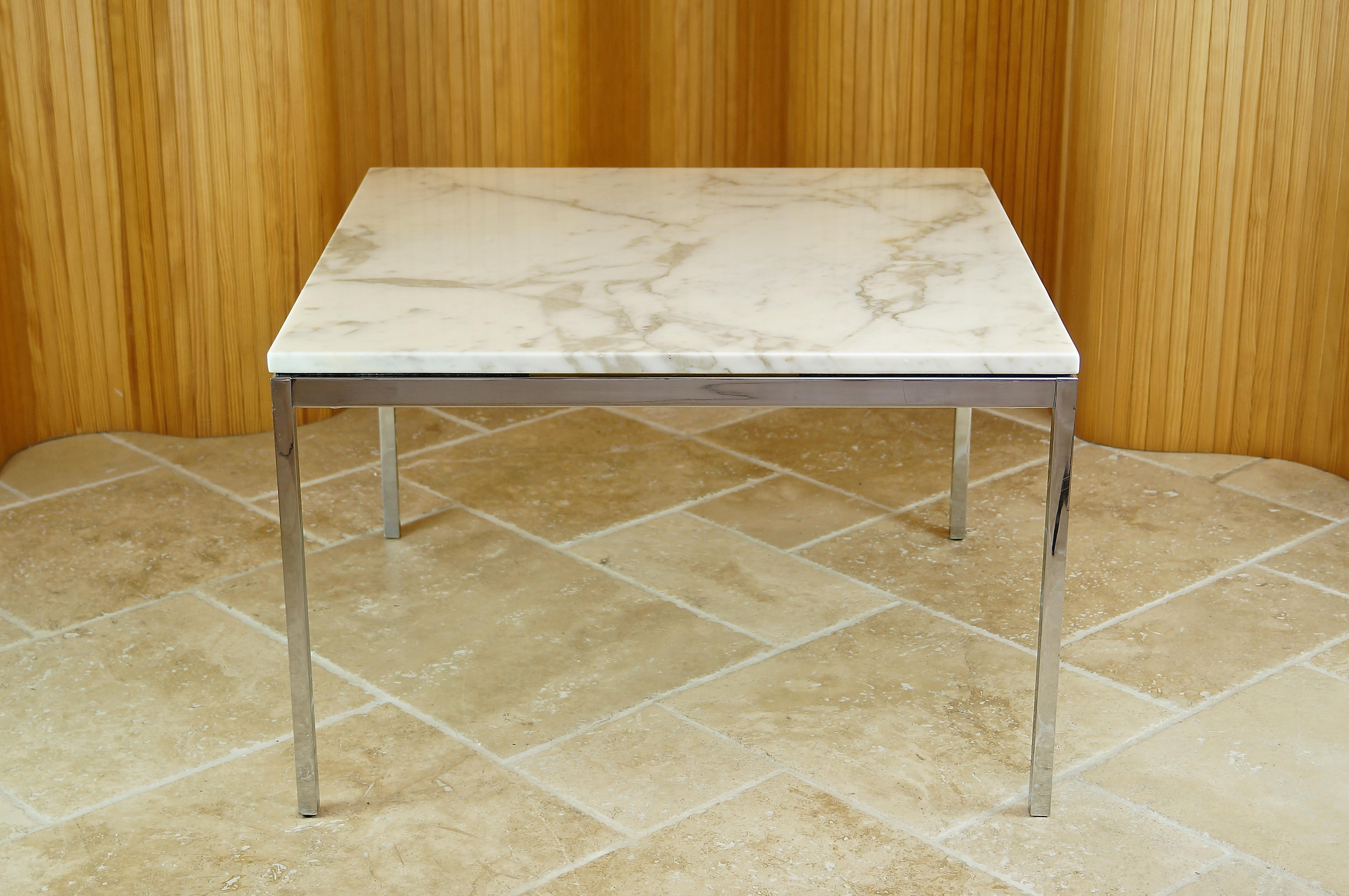 Vintage Marble Chrome Square Coffee Table by Florence Knoll, 1960s Midcentury 1