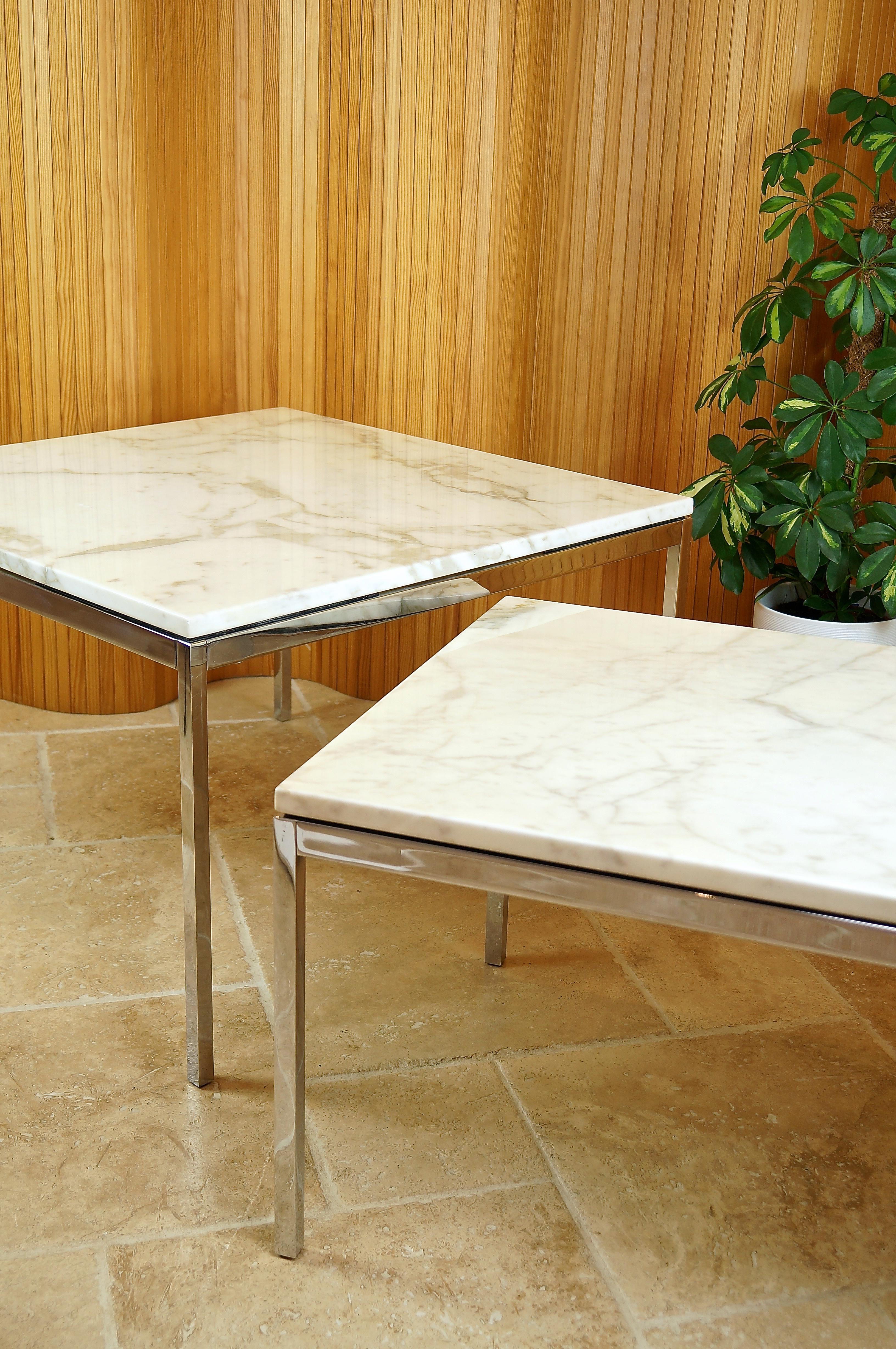 Vintage Marble Chrome Square Coffee Table by Florence Knoll, 1960s Midcentury 3