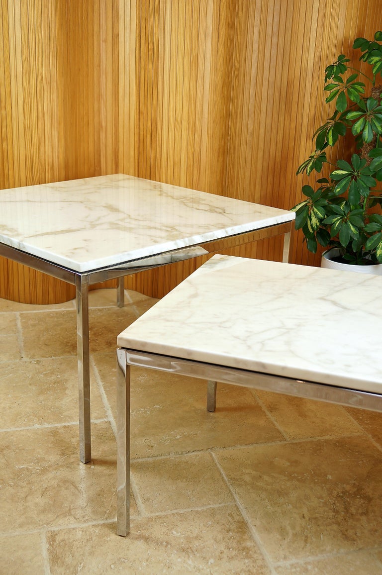 Vintage Marble Chrome Square Coffee Table by Florence ...