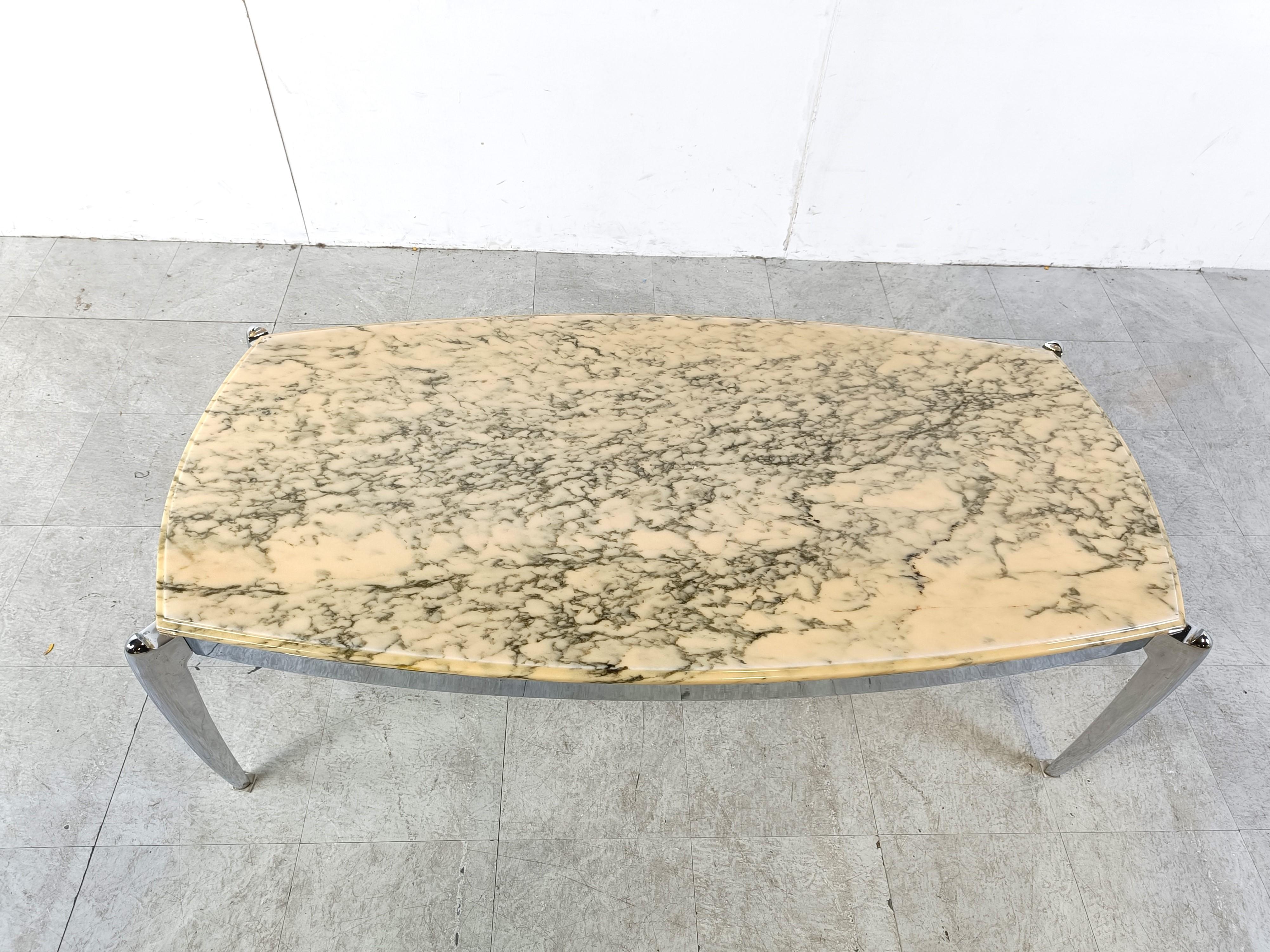 Mid-Century Modern Table basse vintage en marbre, années 1970 en vente