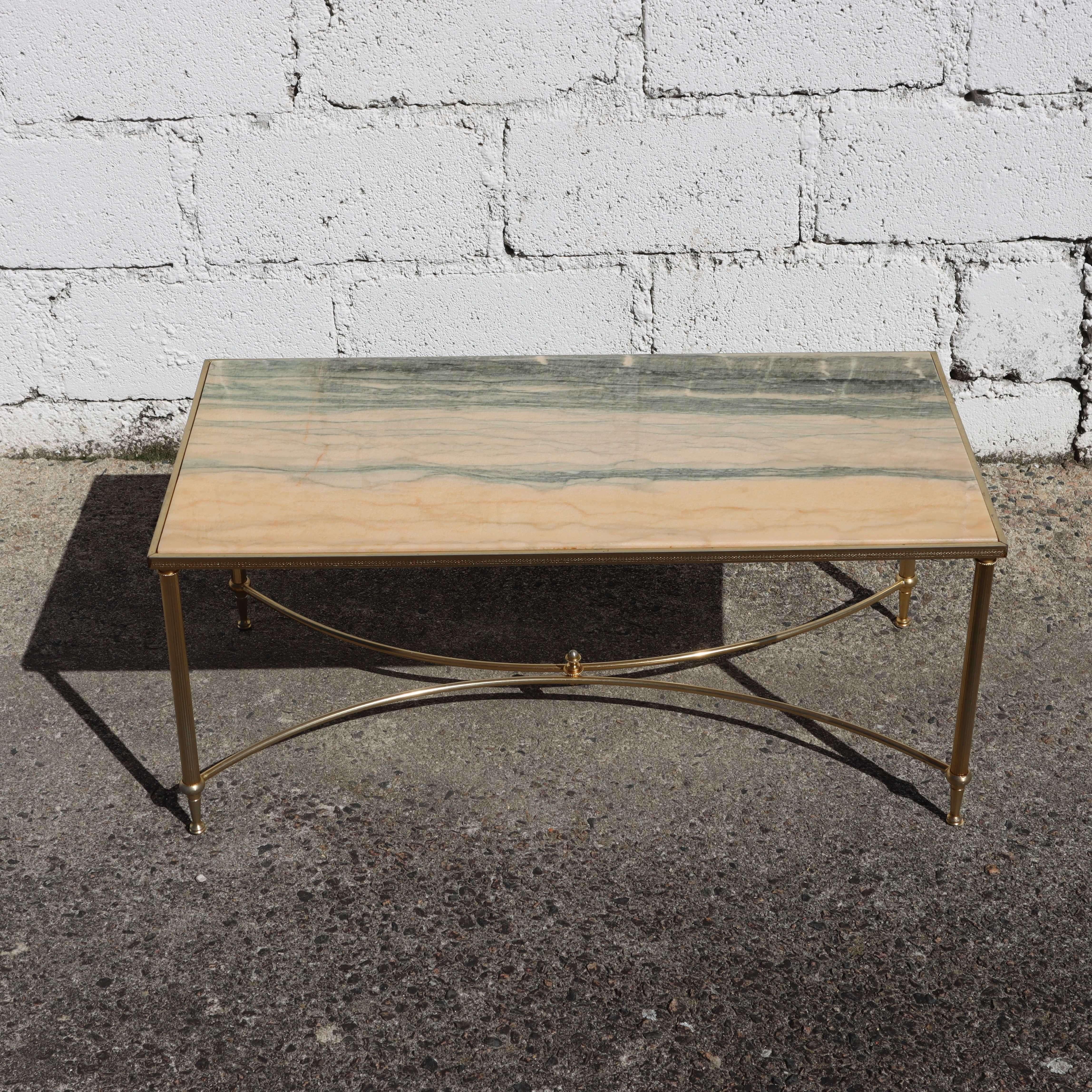 Vintage Marble Coffee Table--Cocktail Table-Loung Table-Maison Jansen Style-70s Regencia de Hollywood en venta