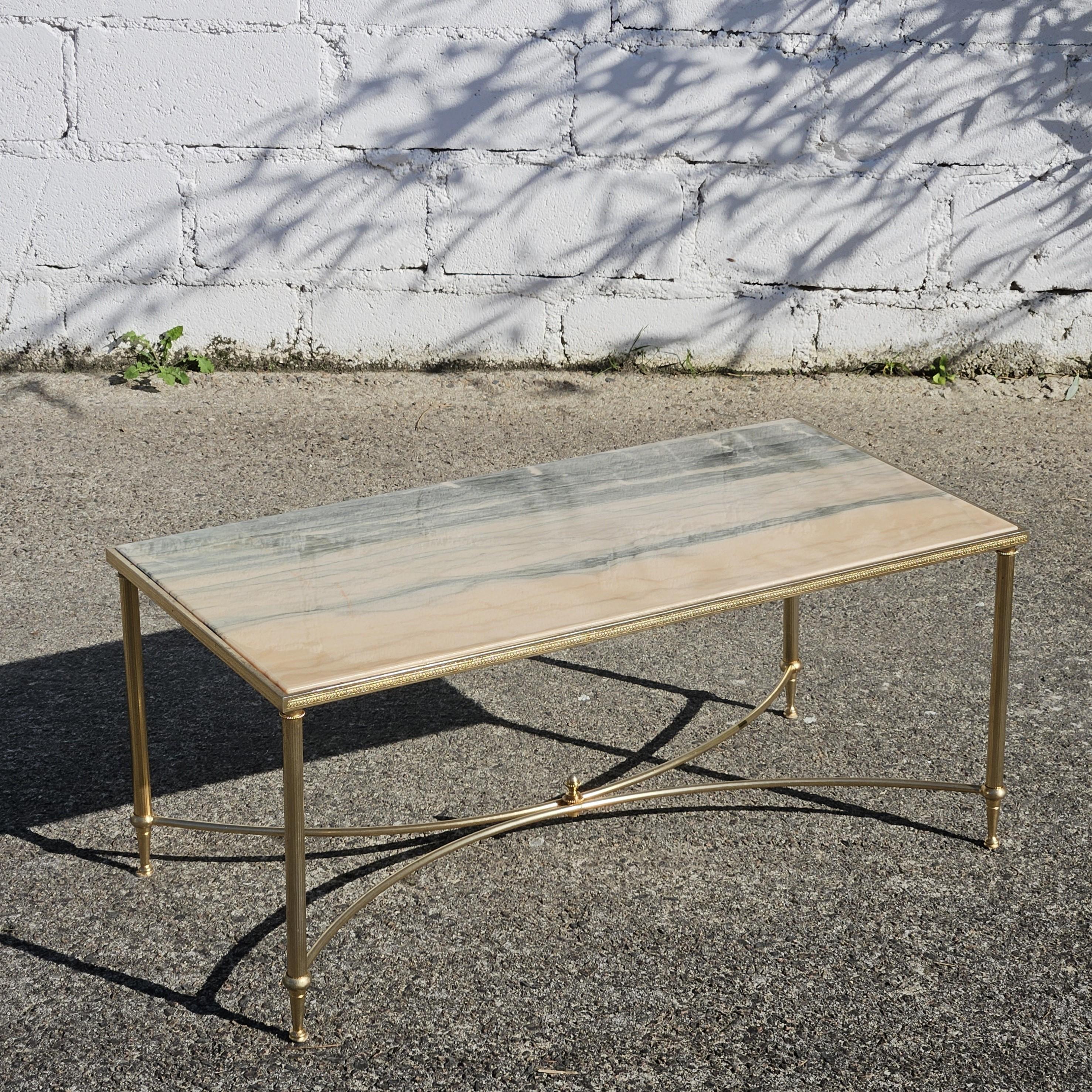 Vintage Marble Coffee Table--Cocktail Table-Loung Table-Maison Jansen Style-70s Francés en venta