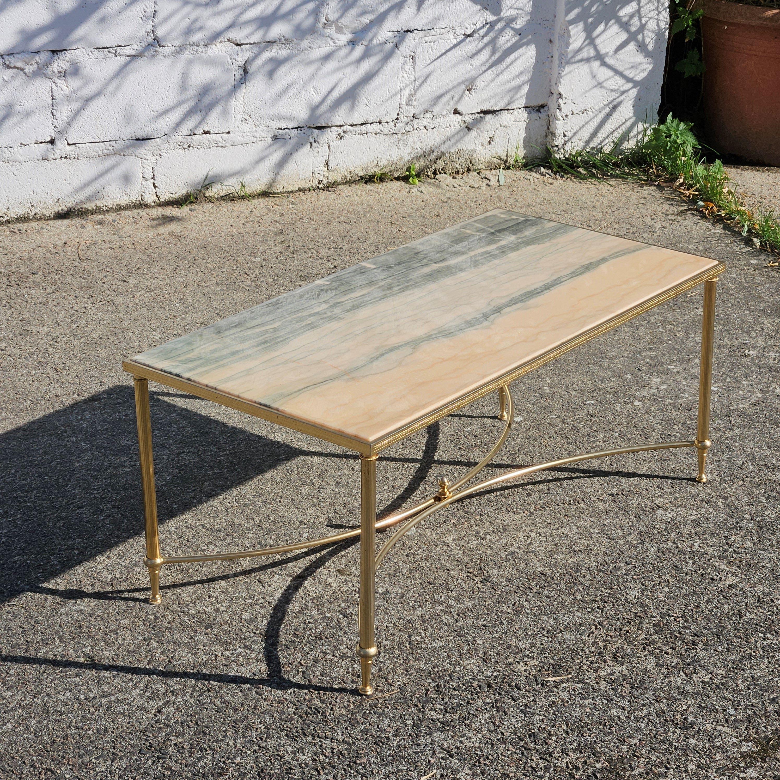 Vintage Marble Coffee Table--Cocktail Table-Loung Table-Maison Jansen Style-70s Vaciado en venta