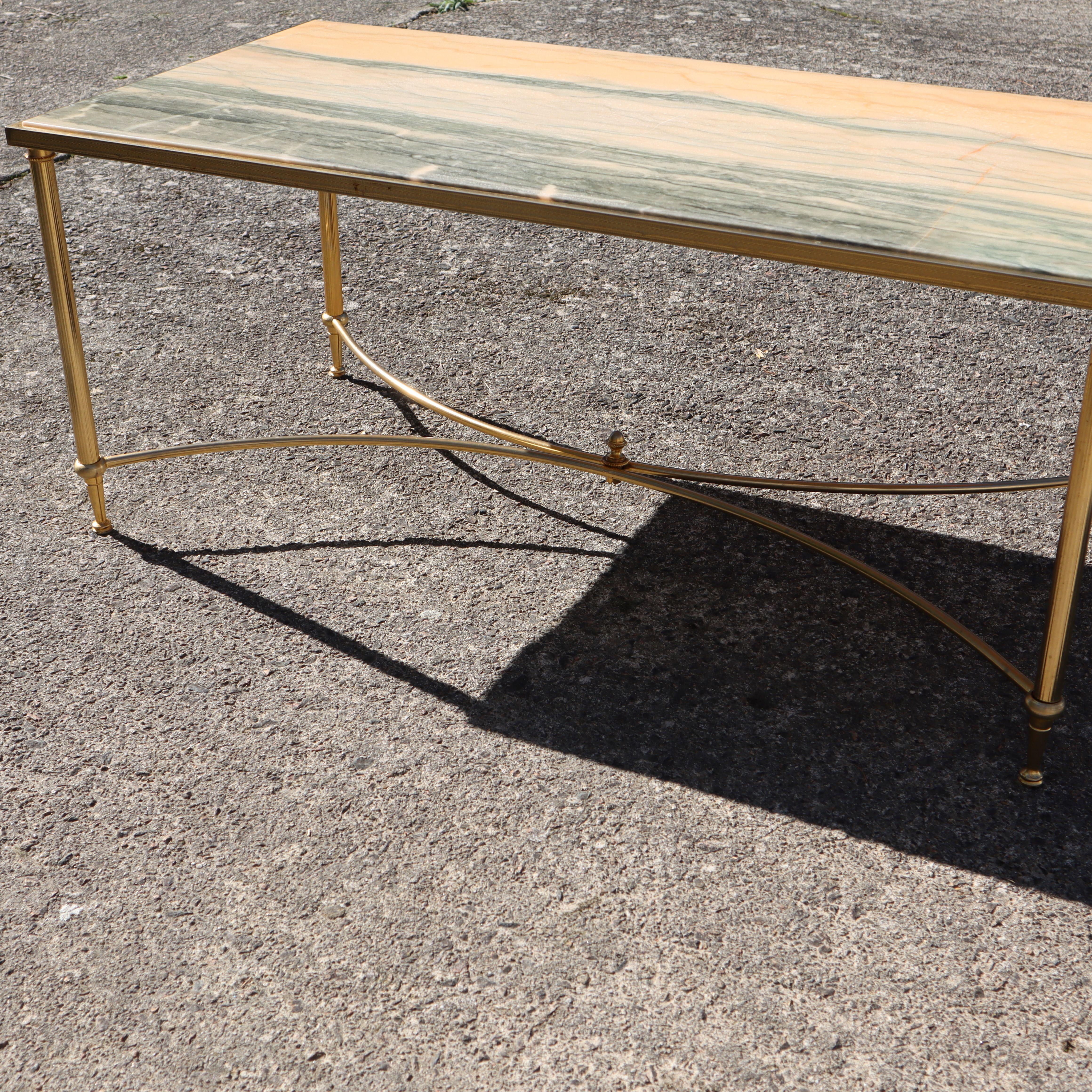 Vintage Marble Coffee Table--Cocktail Table-Loung Table-Maison Jansen Style-70s Metal en venta