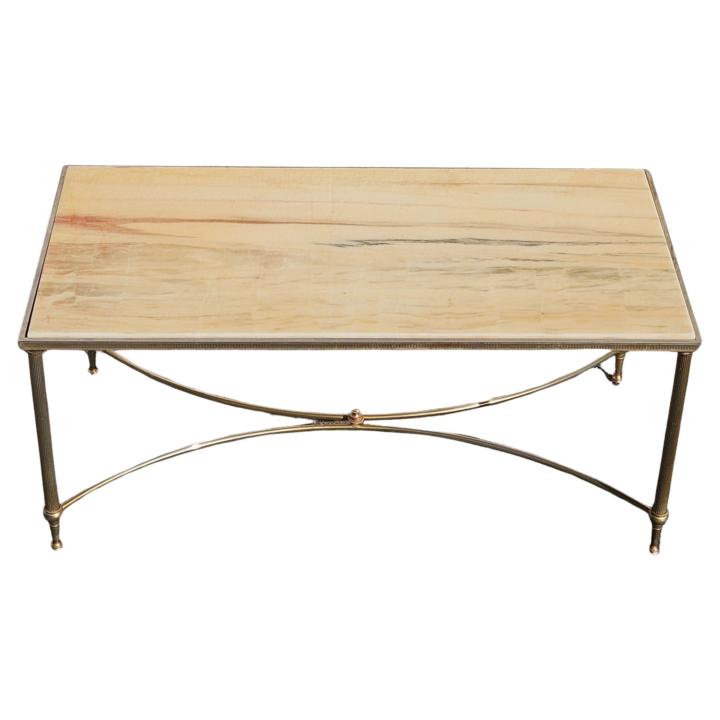 Vintage Marble Coffee Table-Maison Jansen Cocktail Table-Regency Style-70s