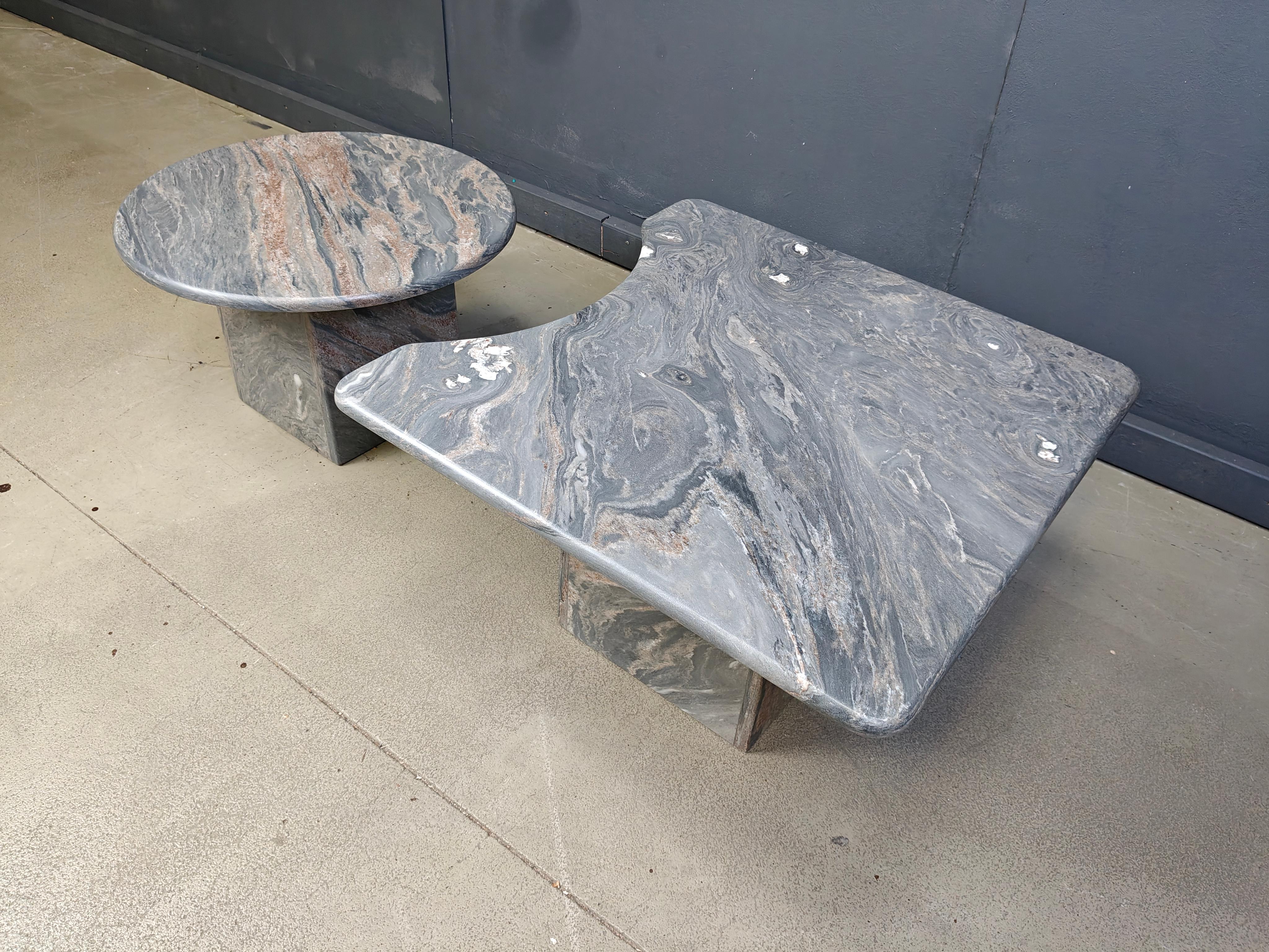 Mid-Century Modern Vintage marble coffee table set, 1970s For Sale
