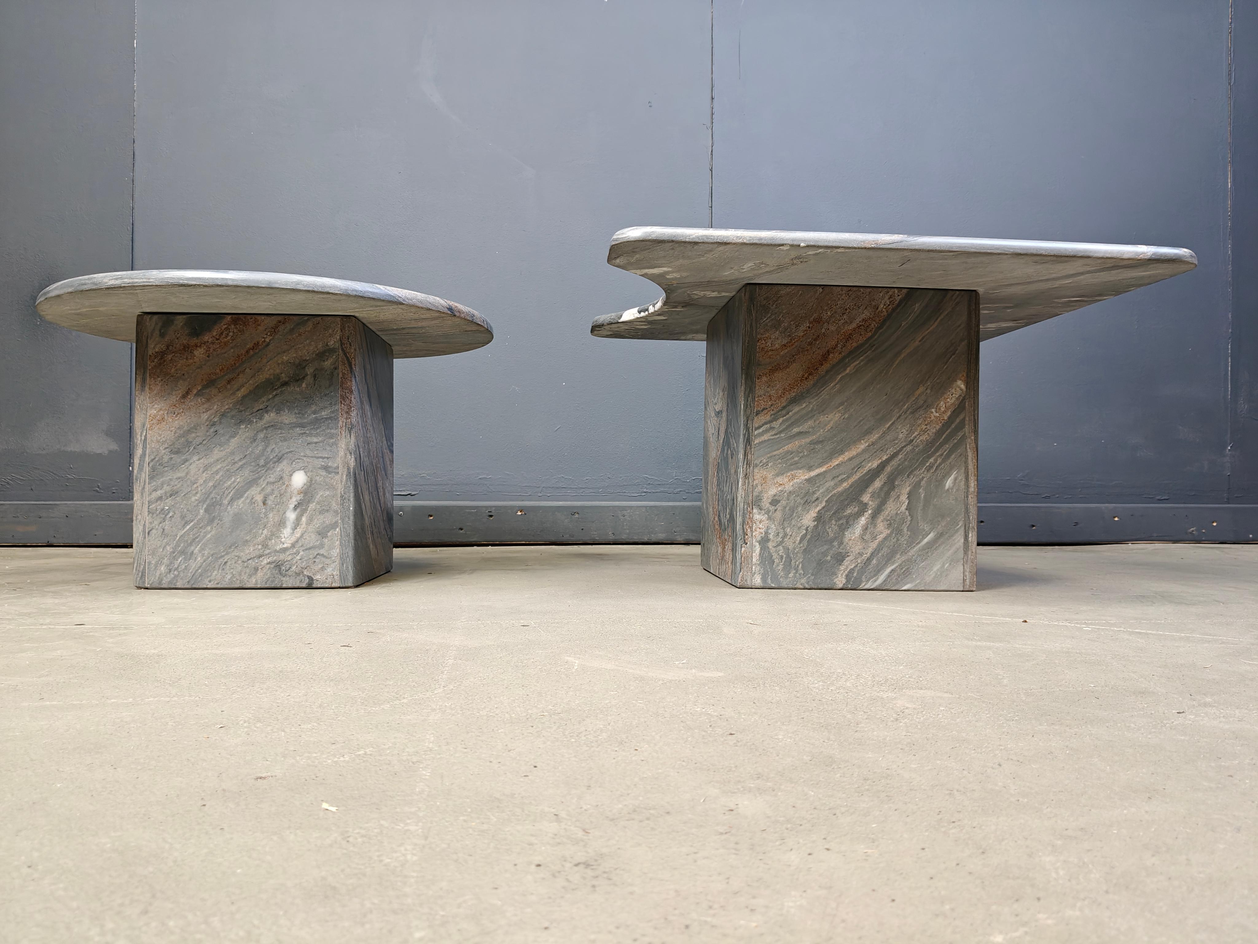 Italian Vintage marble coffee table set, 1970s For Sale