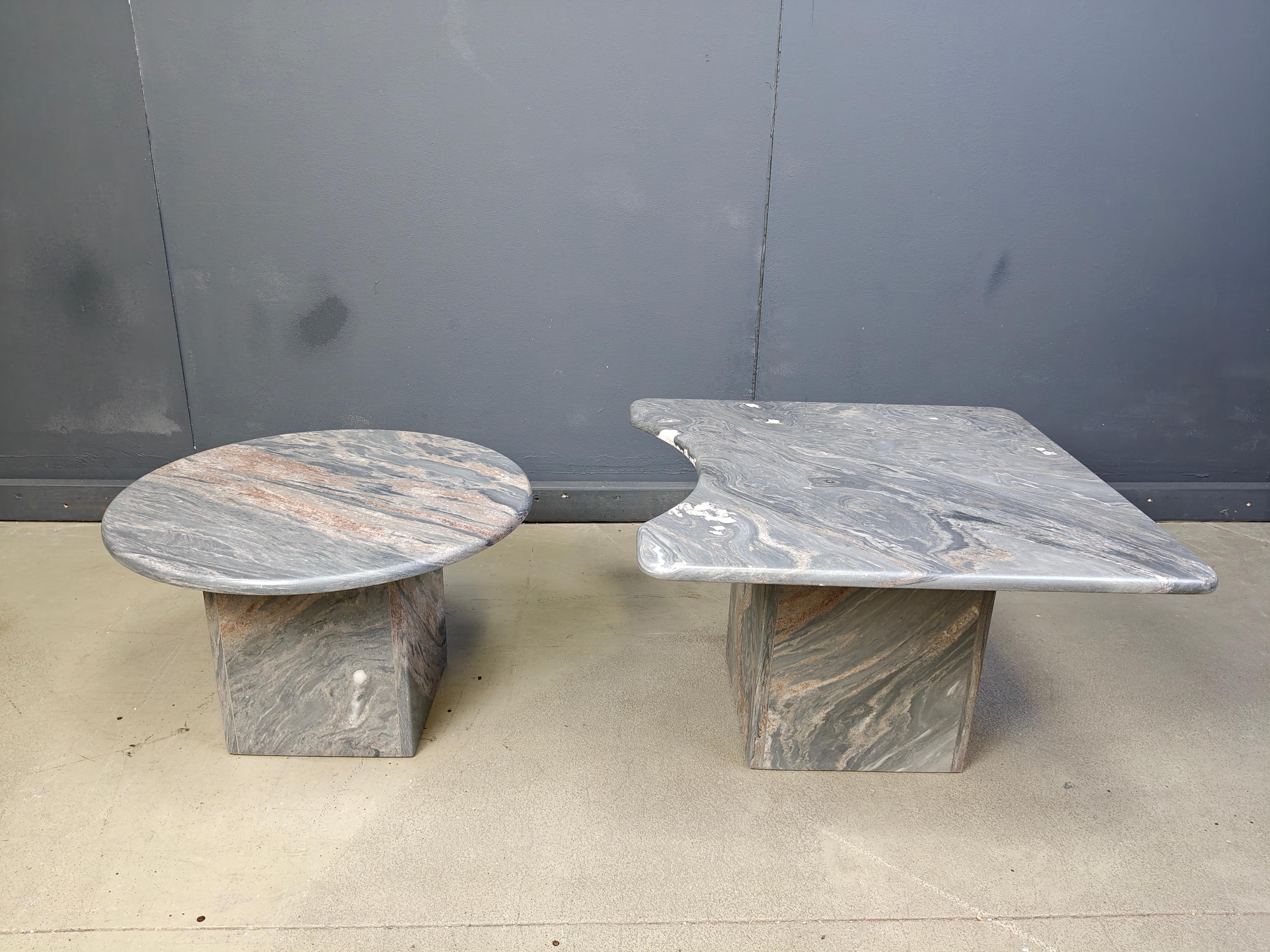 Vintage marble coffee table set, 1970s In Good Condition For Sale In Leuven, Vlaams Gewest
