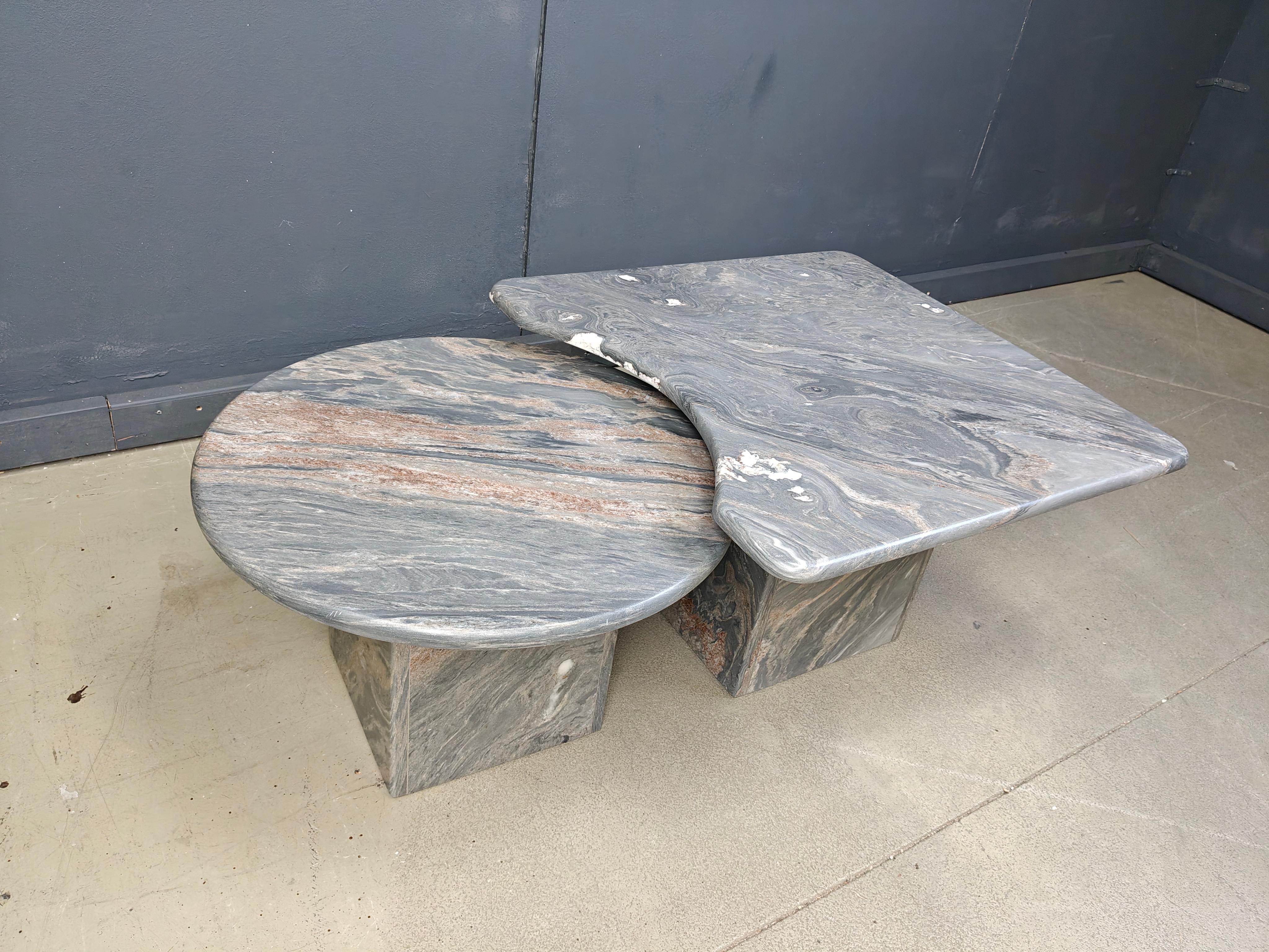 Late 20th Century Vintage marble coffee table set, 1970s For Sale