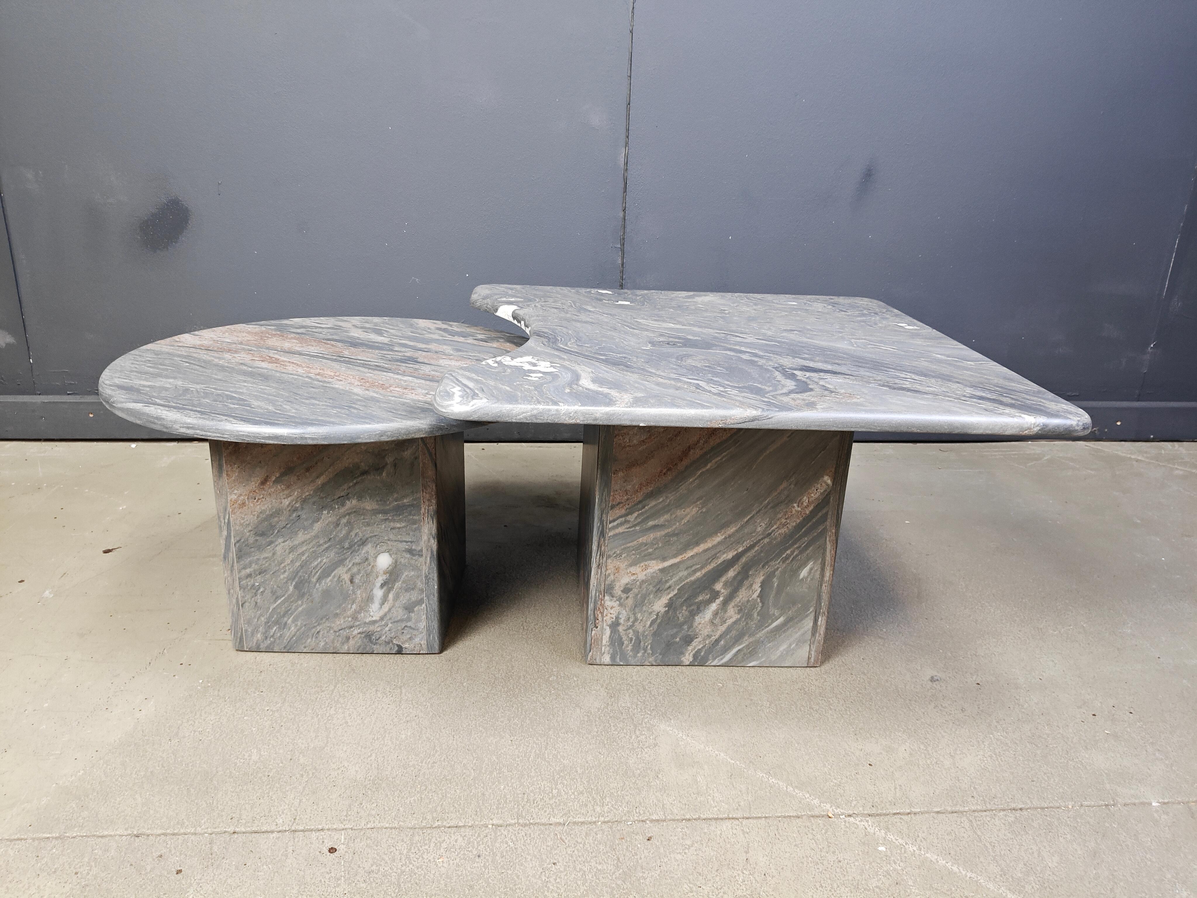 Vintage marble coffee table set, 1970s For Sale 2