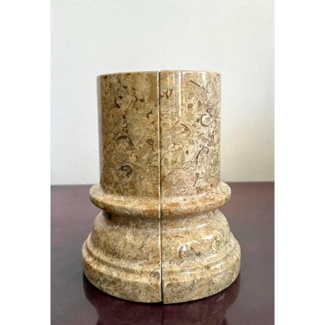 Vintage Marble Column Bookends – Set of 2 In Good Condition For Sale In West Palm Beach, FL