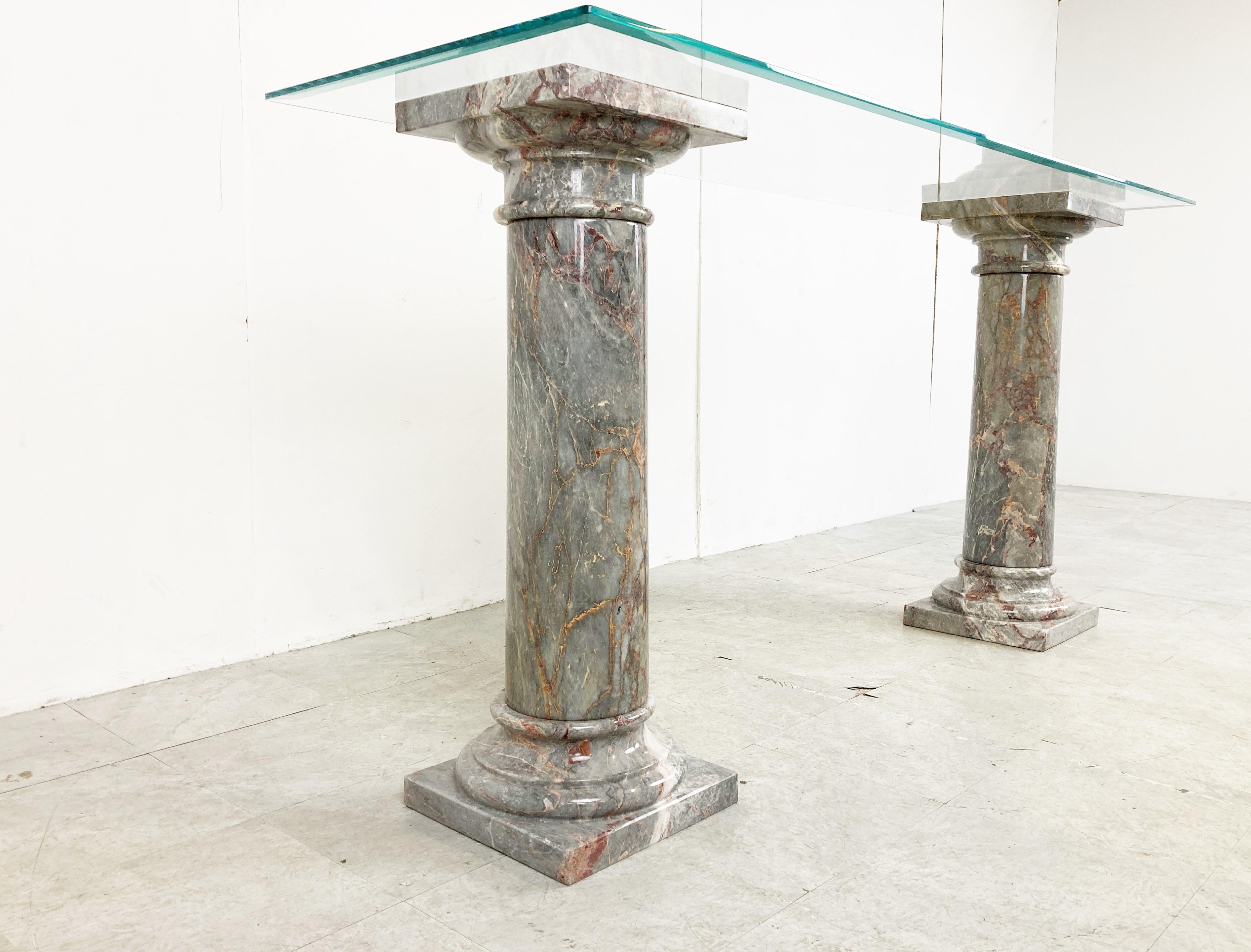 Table console à colonne en marbre vintage, Italie, années 1960 en vente 3