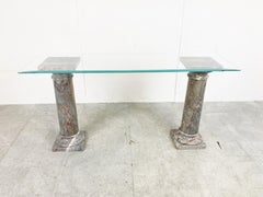 Vintage Marble Column Console Table Italy, 1960s