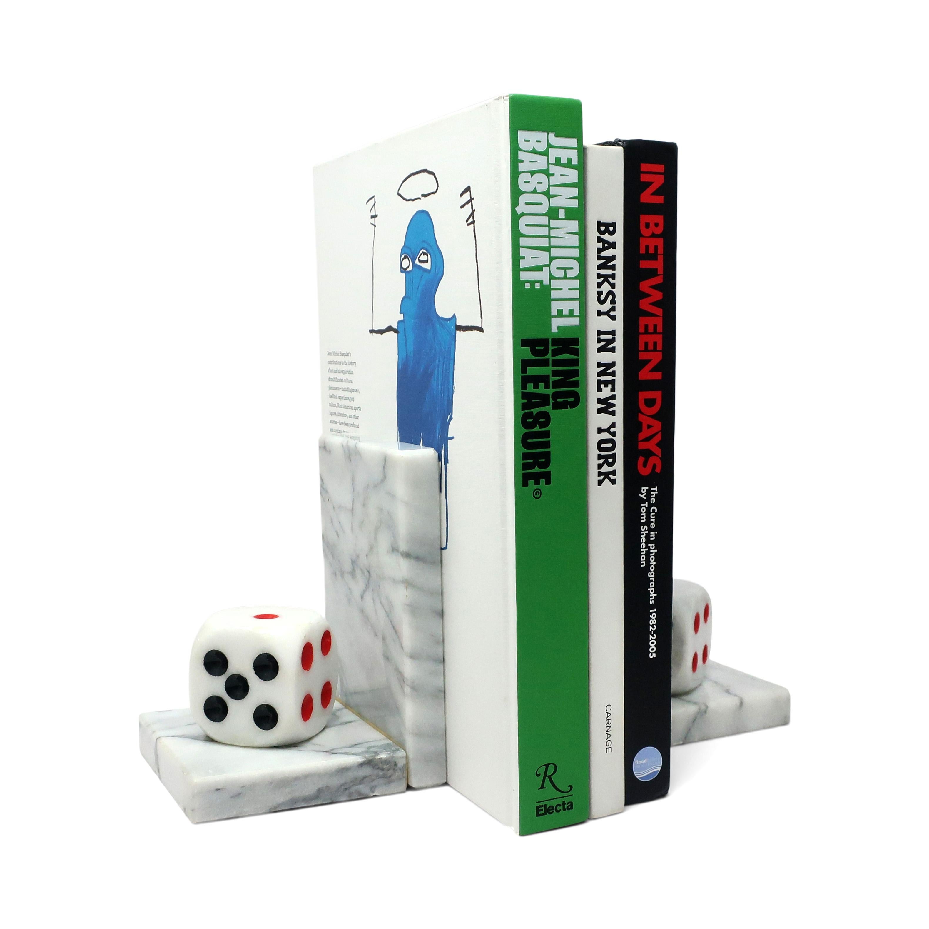 Vintage Marble Dice Bookends In Good Condition In Brooklyn, NY
