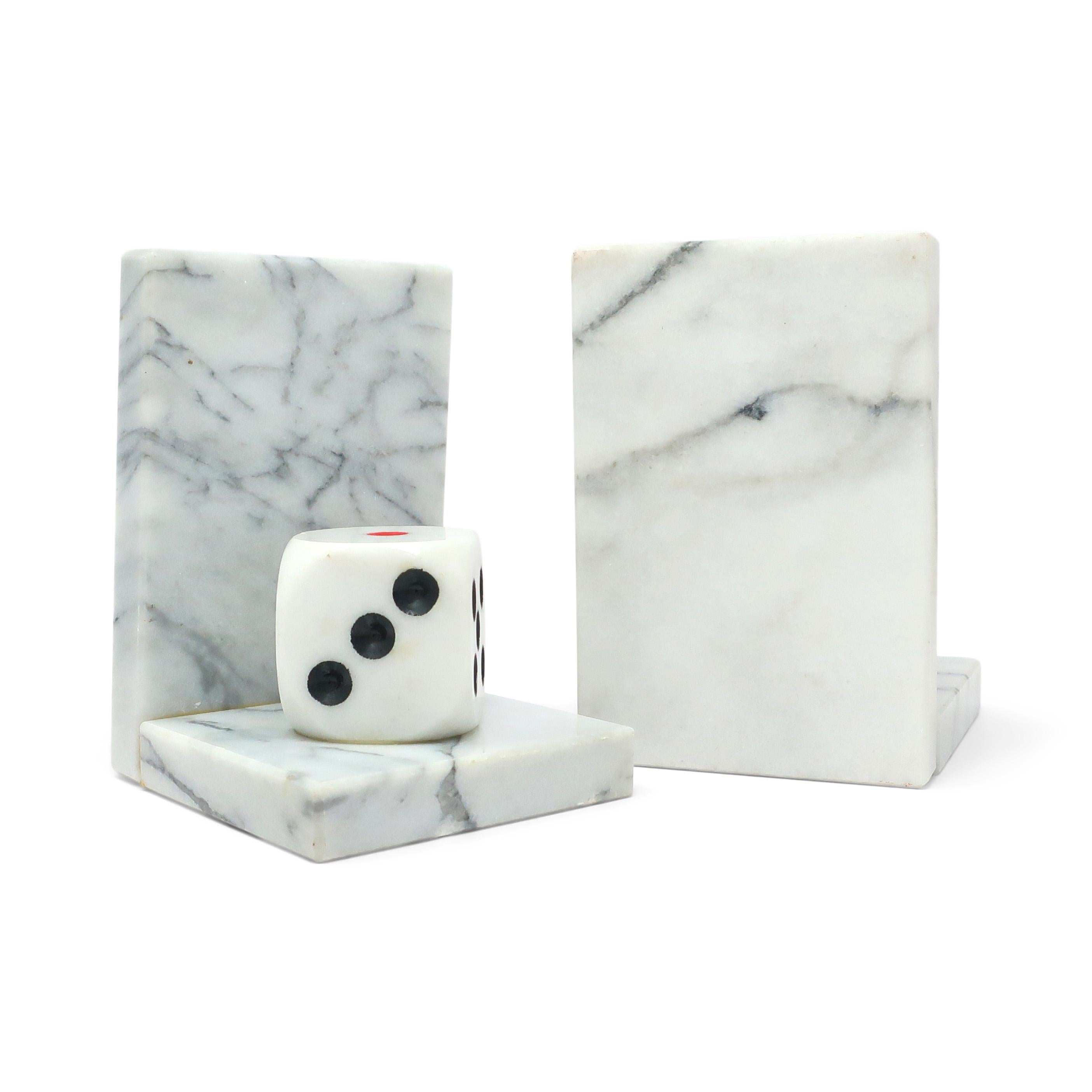 Vintage Marble Dice Bookends 1