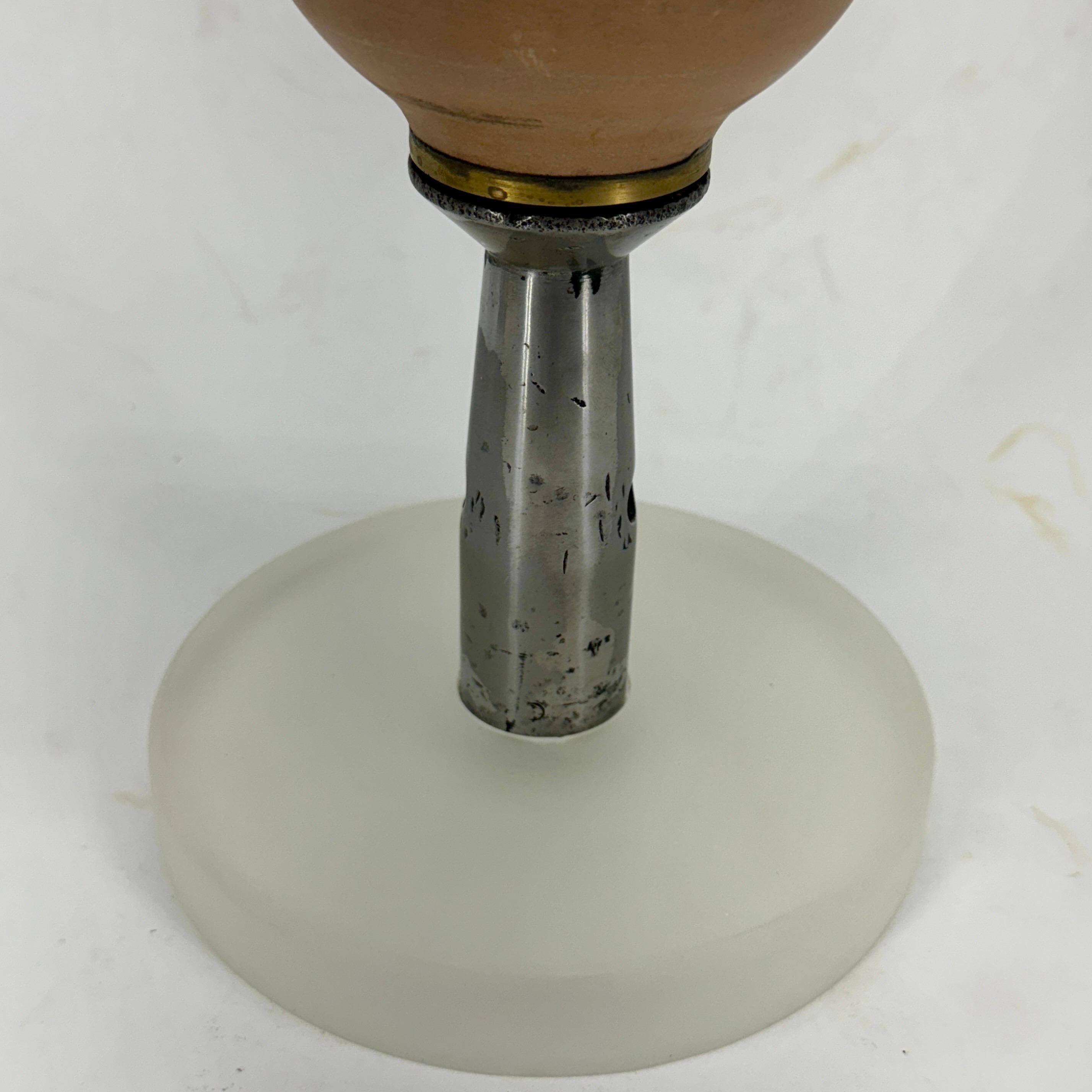 Vintage Marble Flagpole Finial on Steel and Lucite Base, Denmark For Sale 2