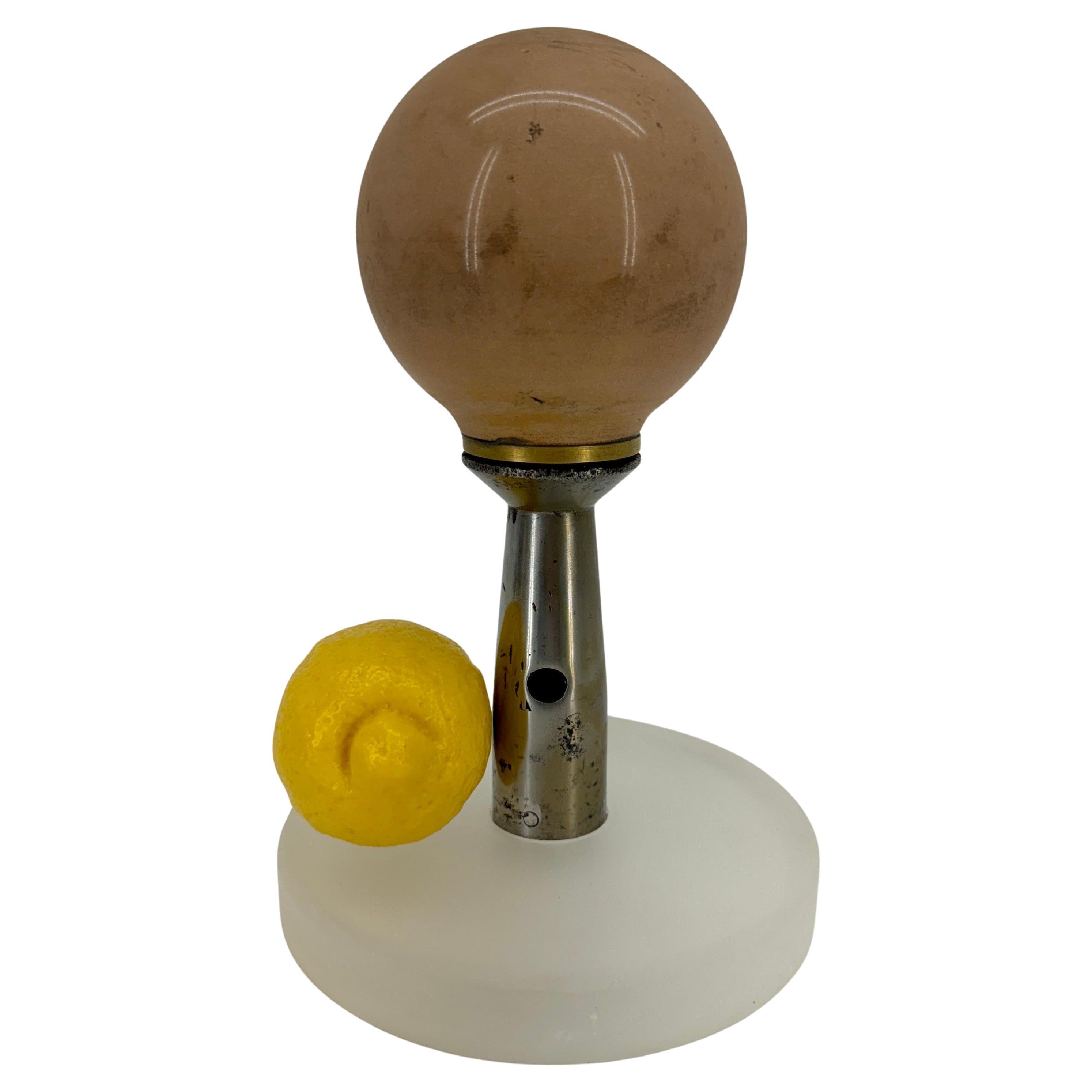 Danish Vintage Marble Flagpole Finial on Steel and Lucite Base, Denmark For Sale