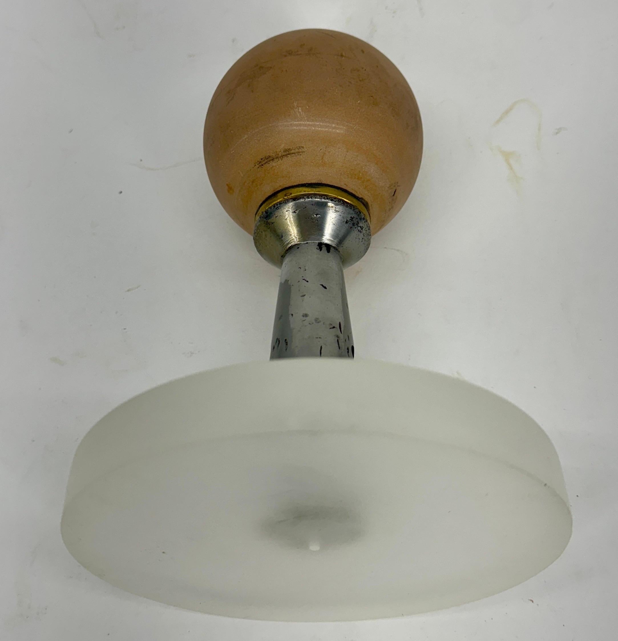 20th Century Vintage Marble Flagpole Finial on Steel and Lucite Base, Denmark For Sale