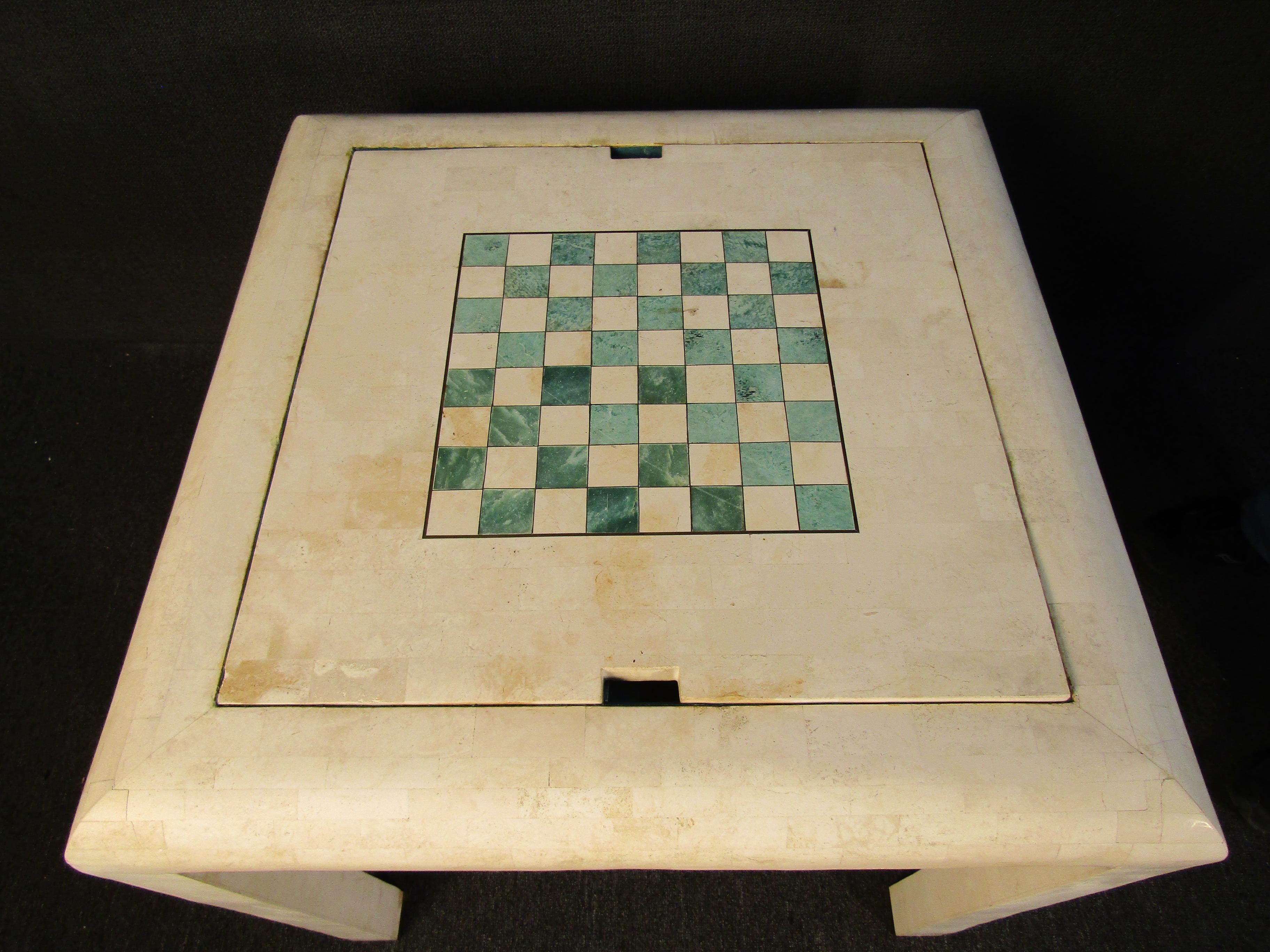 Vintage Marble Game Table in the Style of Karl Springer 2