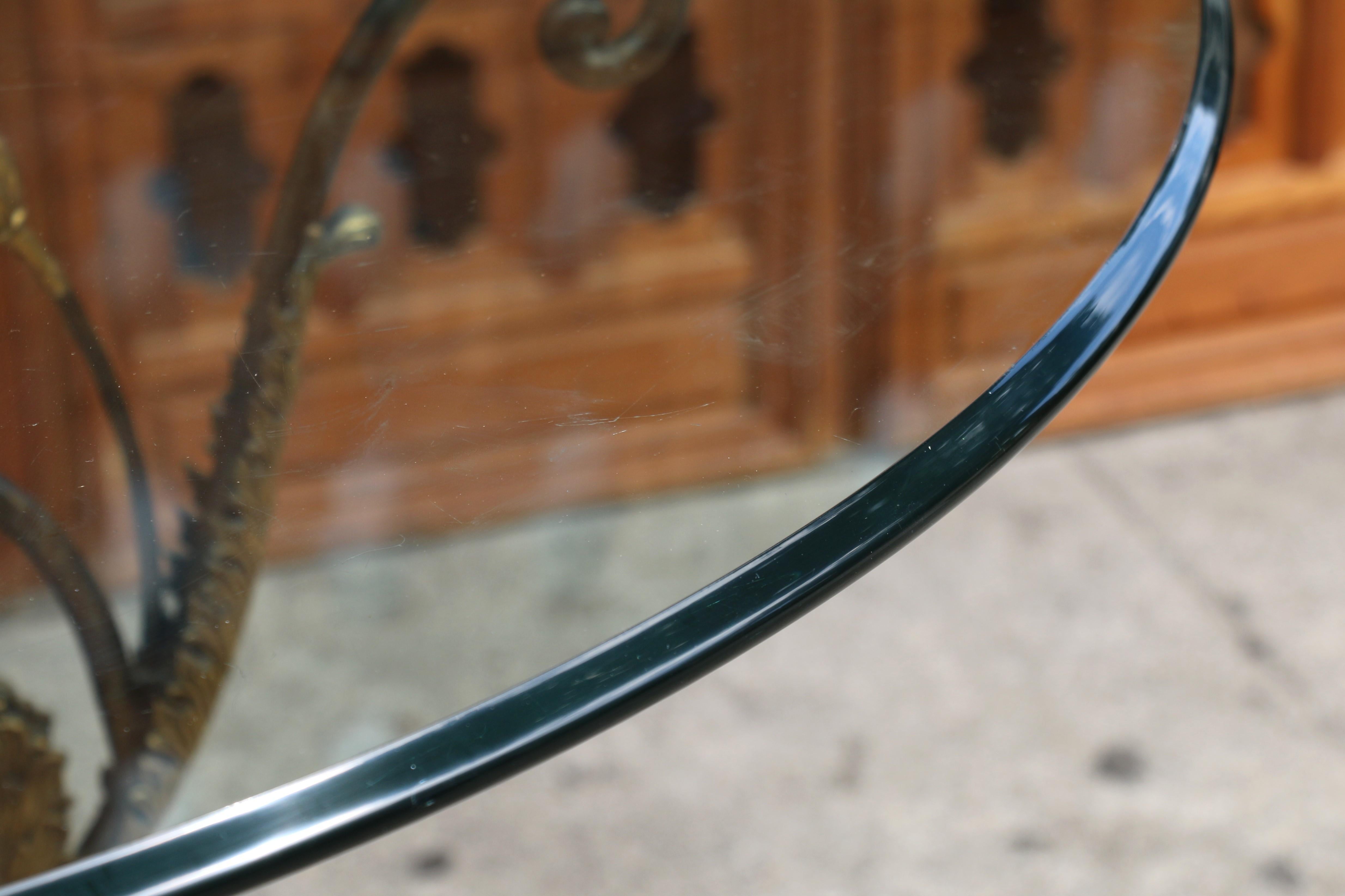 Vintage Marble Glass & Bronze Center Round Table by La Barge For Sale 5