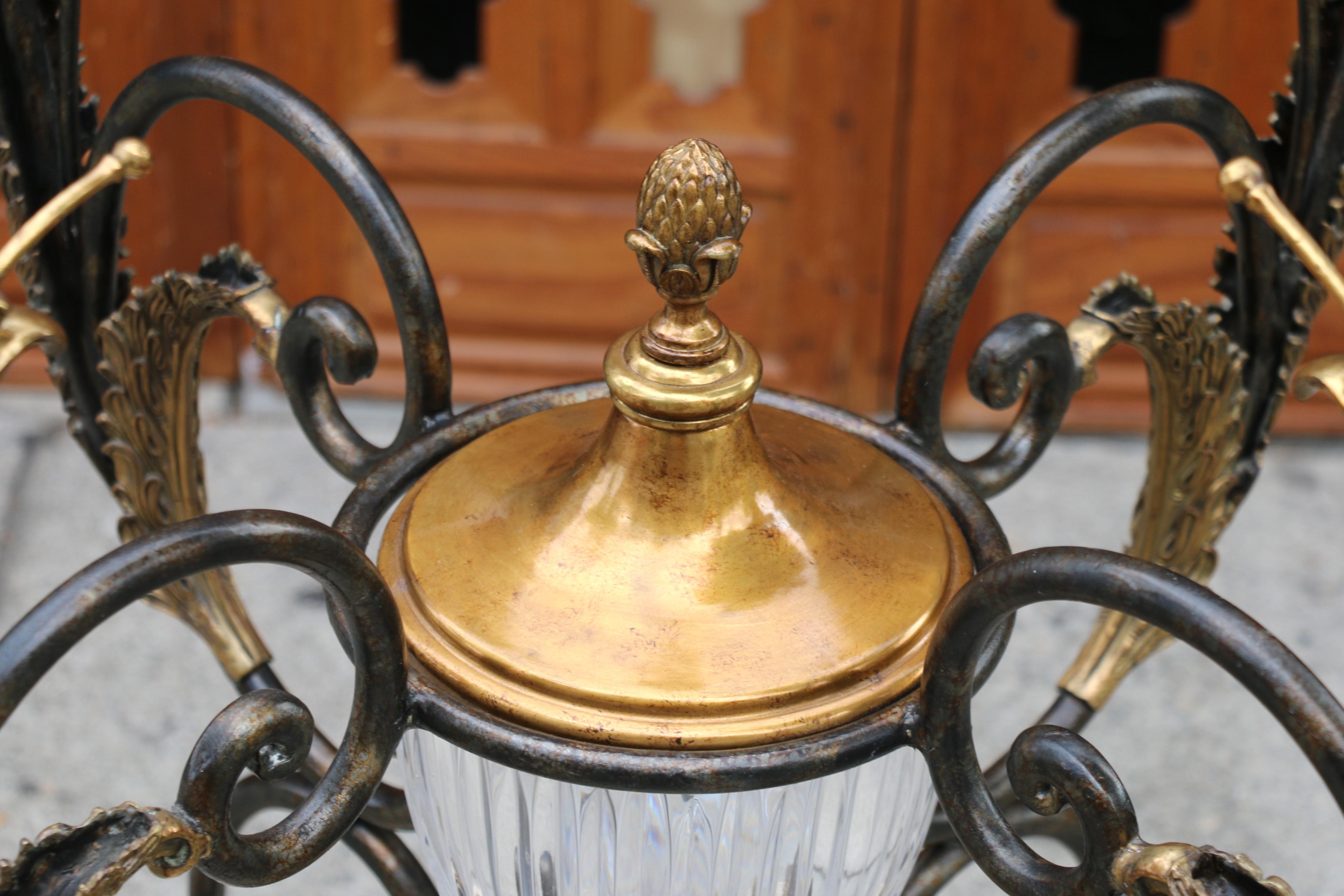 Vintage Marble Glass & Bronze Center Round Table by La Barge For Sale 9