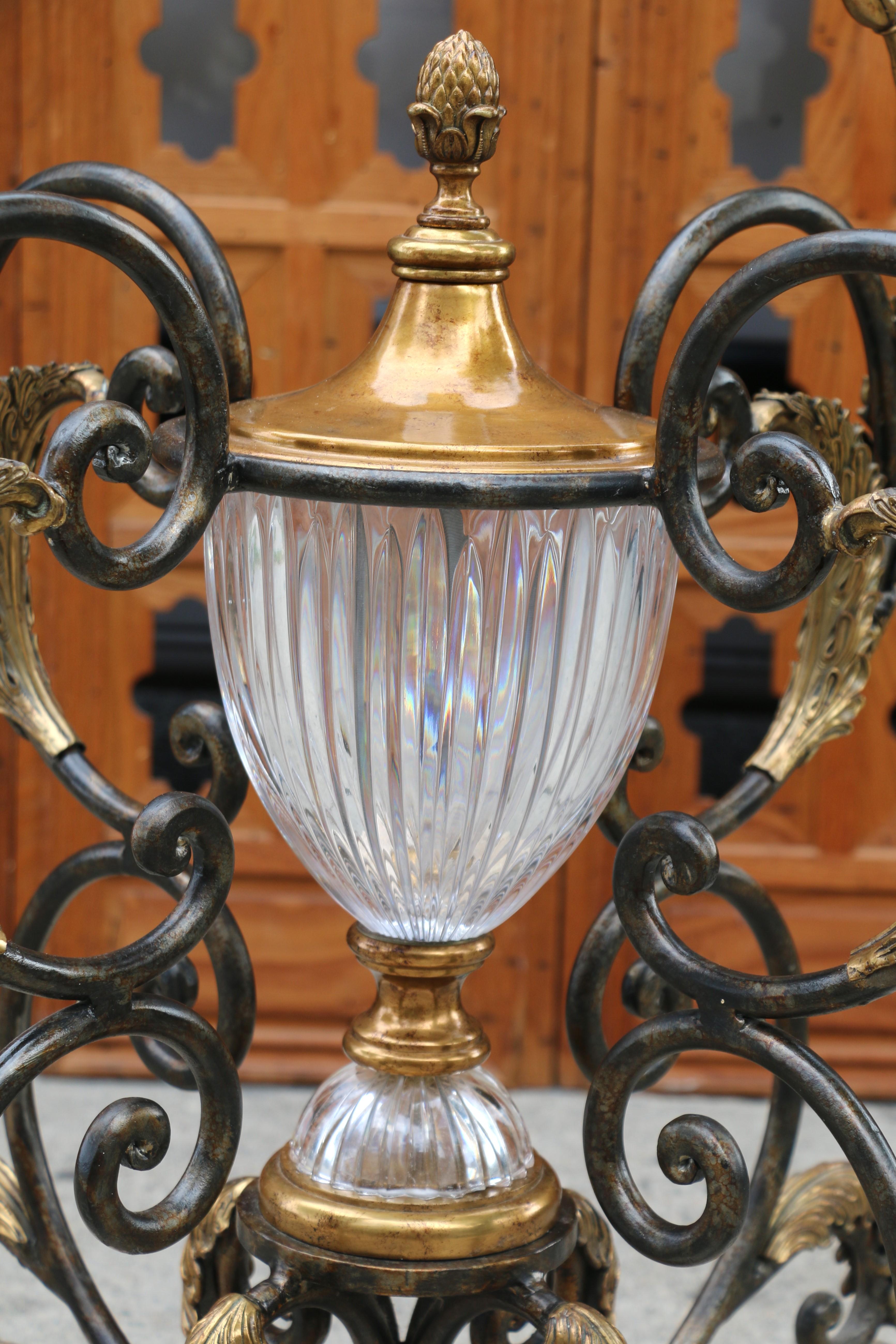 Vintage Marble Glass & Bronze Center Round Table by La Barge For Sale 10