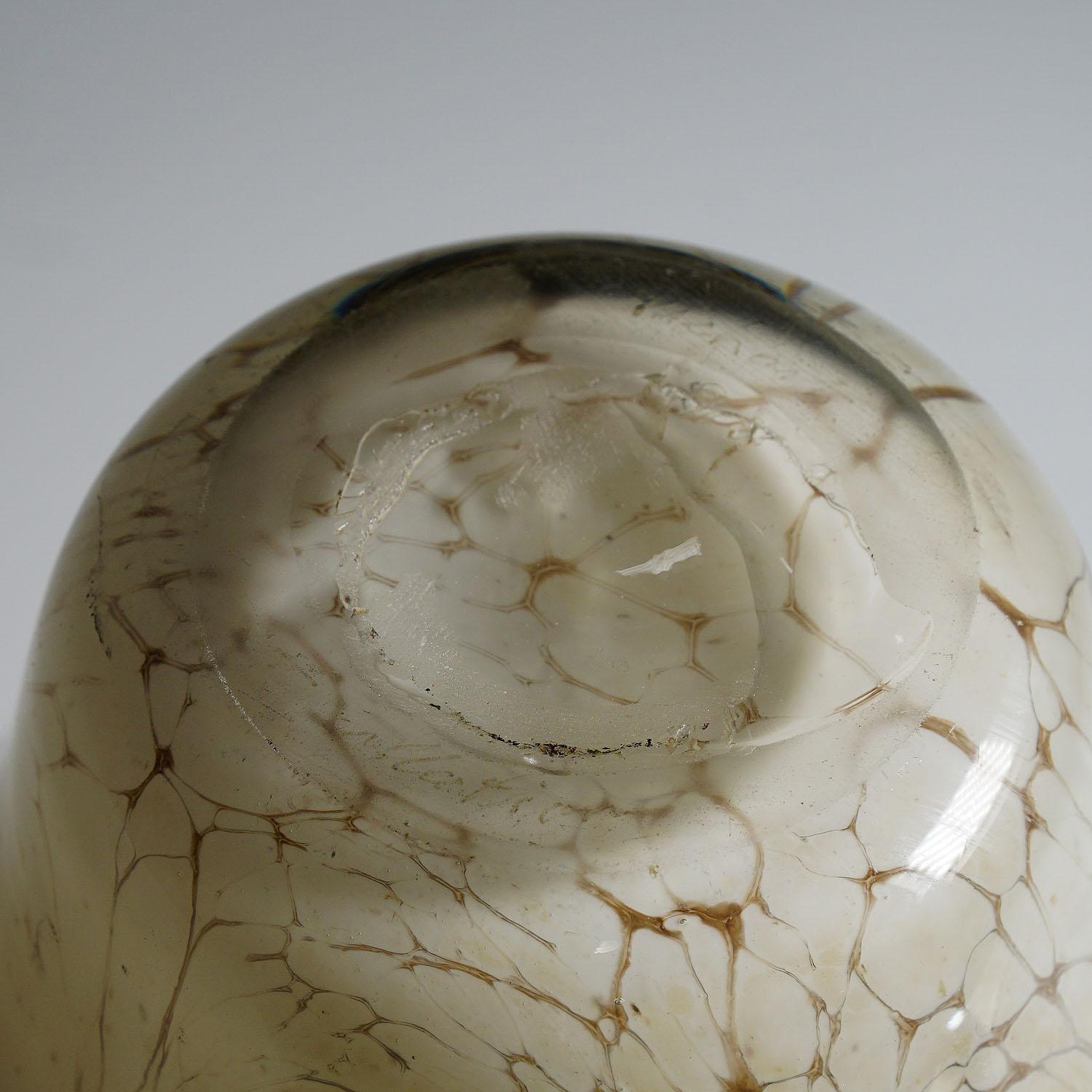 British Vintage Marble Glass Vase Designed by Richard Glass, circa 1980 For Sale