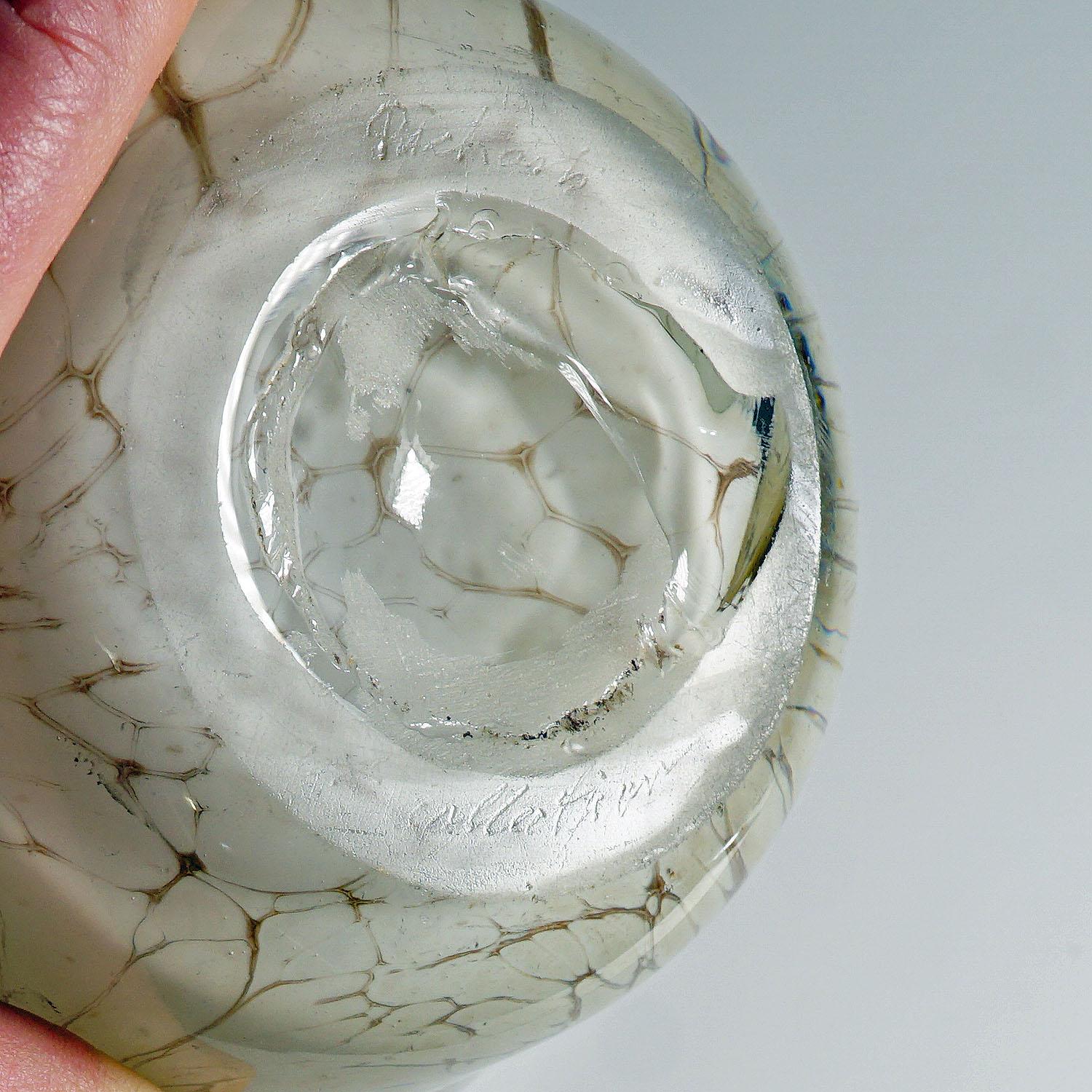 20th Century Vintage Marble Glass Vase Designed by Richard Glass, circa 1980 For Sale