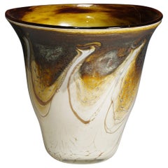 Vaso di vetro di marmo vintage disegnato da Richard Glass, circa 1980