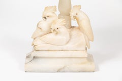 Vintage Marble Lamp with 3 Carved Cockatoos