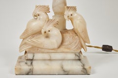 Vintage Marble Lamp with 3 Carved Cockatoos