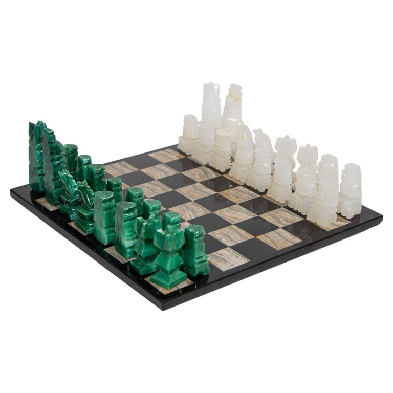 Set d'Échecs Onyx Marbre & Pierre 15 Pièces et Plateau Artisanales