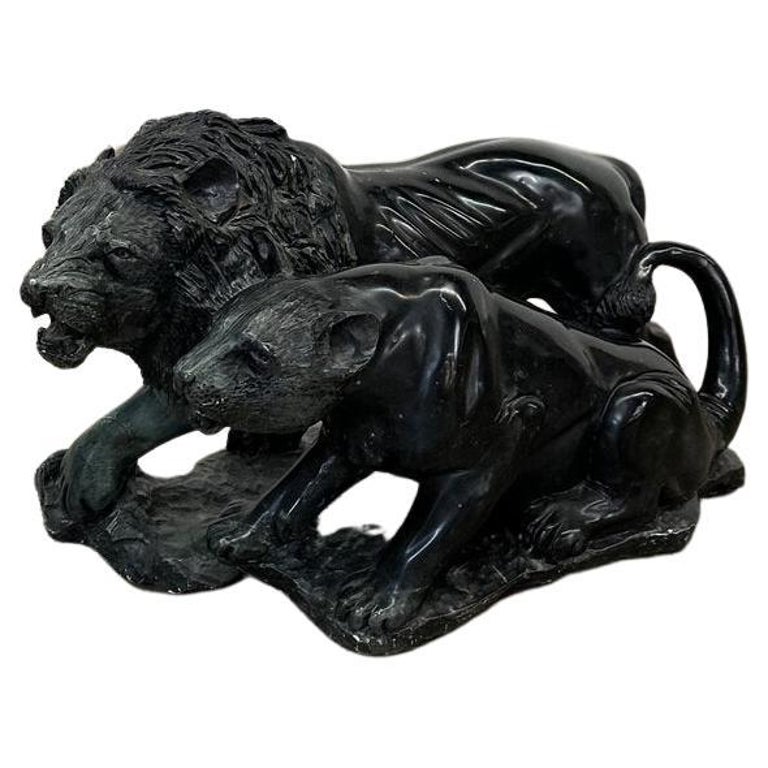 Vintage Marble Lion Sculpture For Sale at 1stDibs