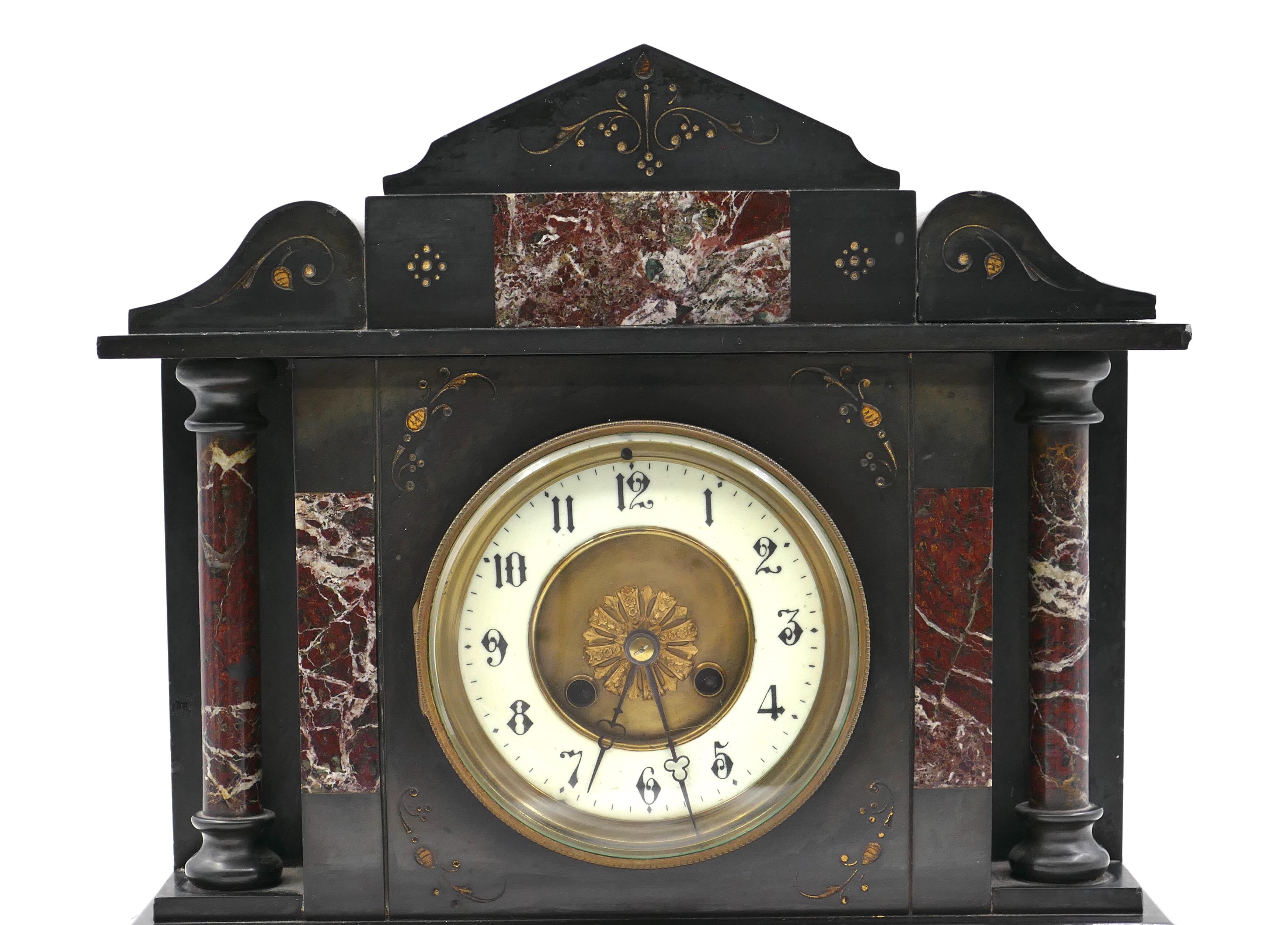 This antique marble mantel clock is a splendid marble clock realized in France circa 1900s by an anonymous designer.

Eight day-movement, half-hour battle on coil gong.

Dimensions: cm 33 x 36 x 15.

Good conditions.

Mantel clocks, also