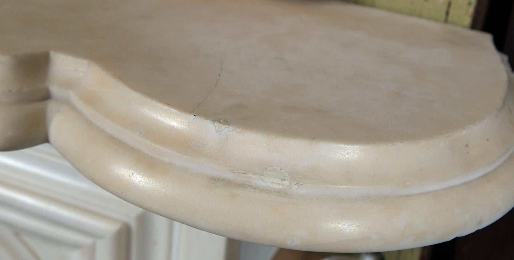American Antique 19th c white carved Victorian arched Marble Mantel
