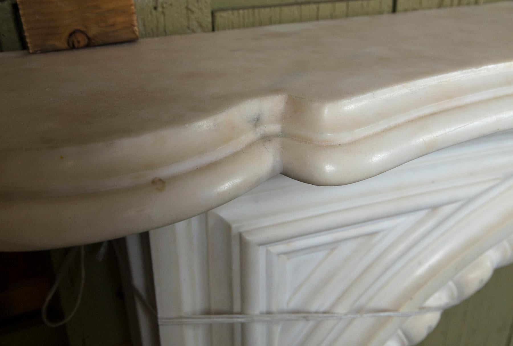 Antique 19th c white carved Victorian arched Marble Mantel 3