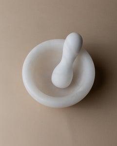 Vintage Marble Mortar and Pestle, Mid Century Design Italy, 1980s