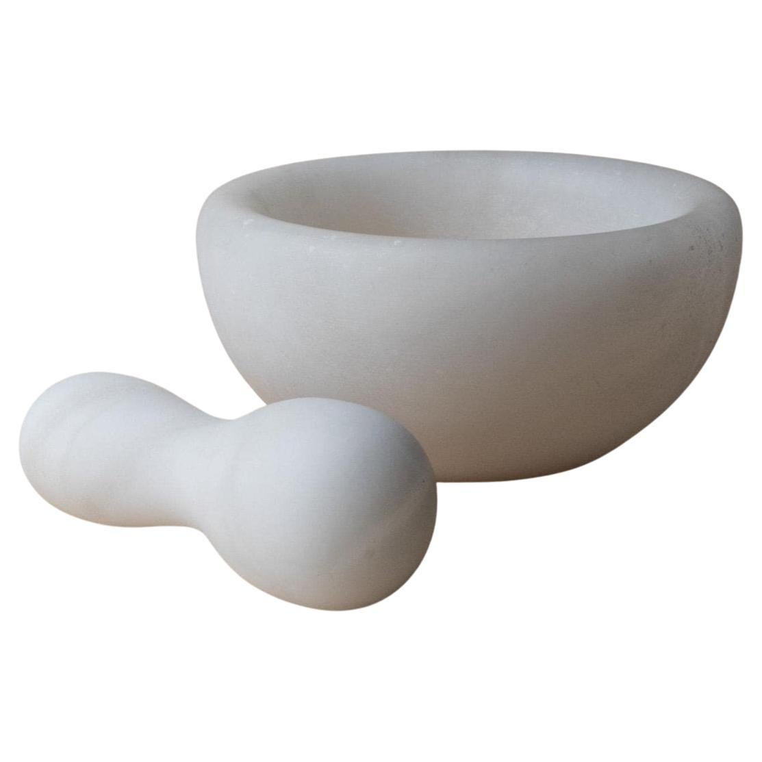Vintage Marble Mortar and Pestle, Mid Century Design Italy, 1980s