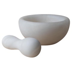 Vintage Marble Mortar and Pestle, Mid Century Design Italy, 1980s