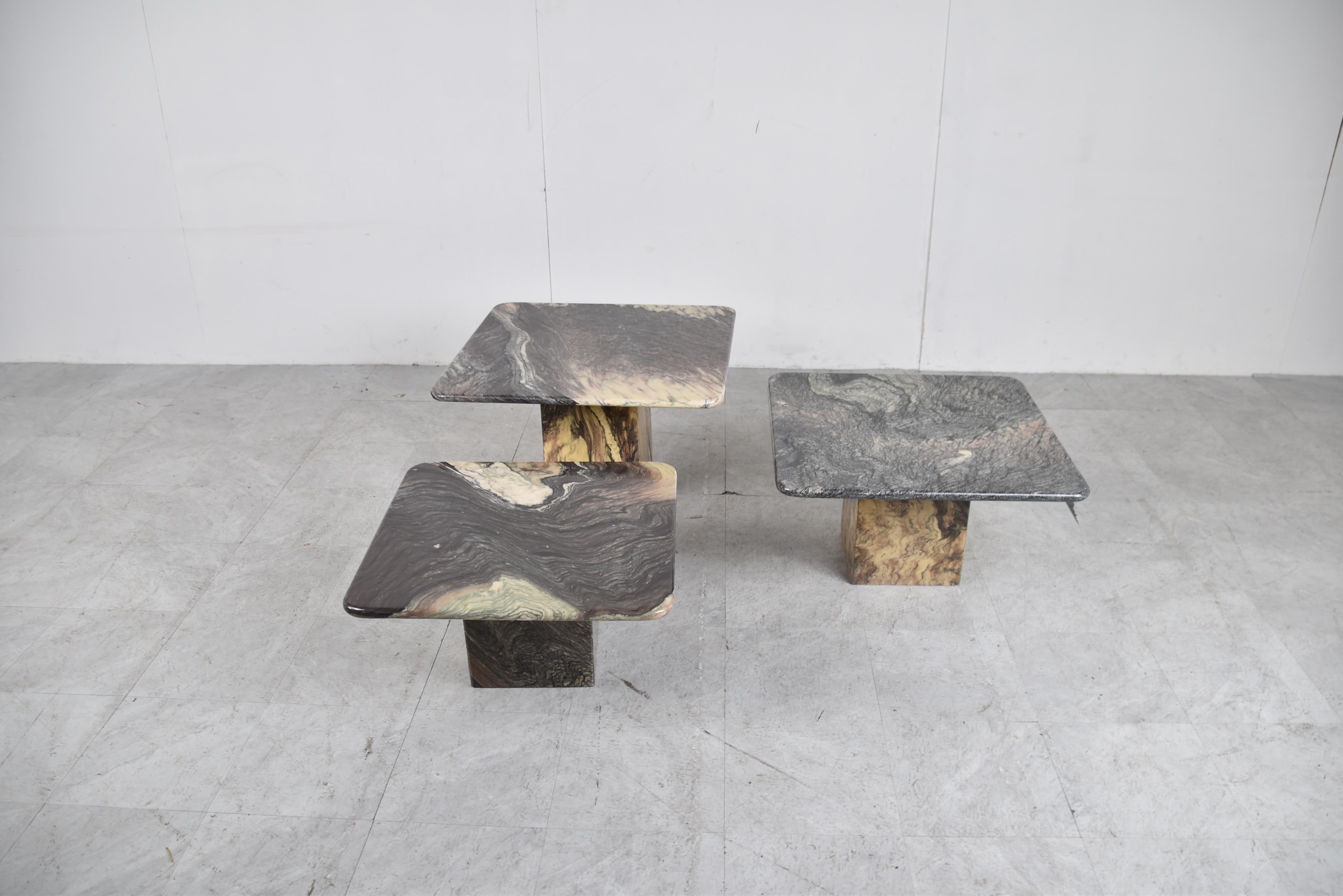 Italian Vintage Marble Nesting Tables or Side Tables, 1970s