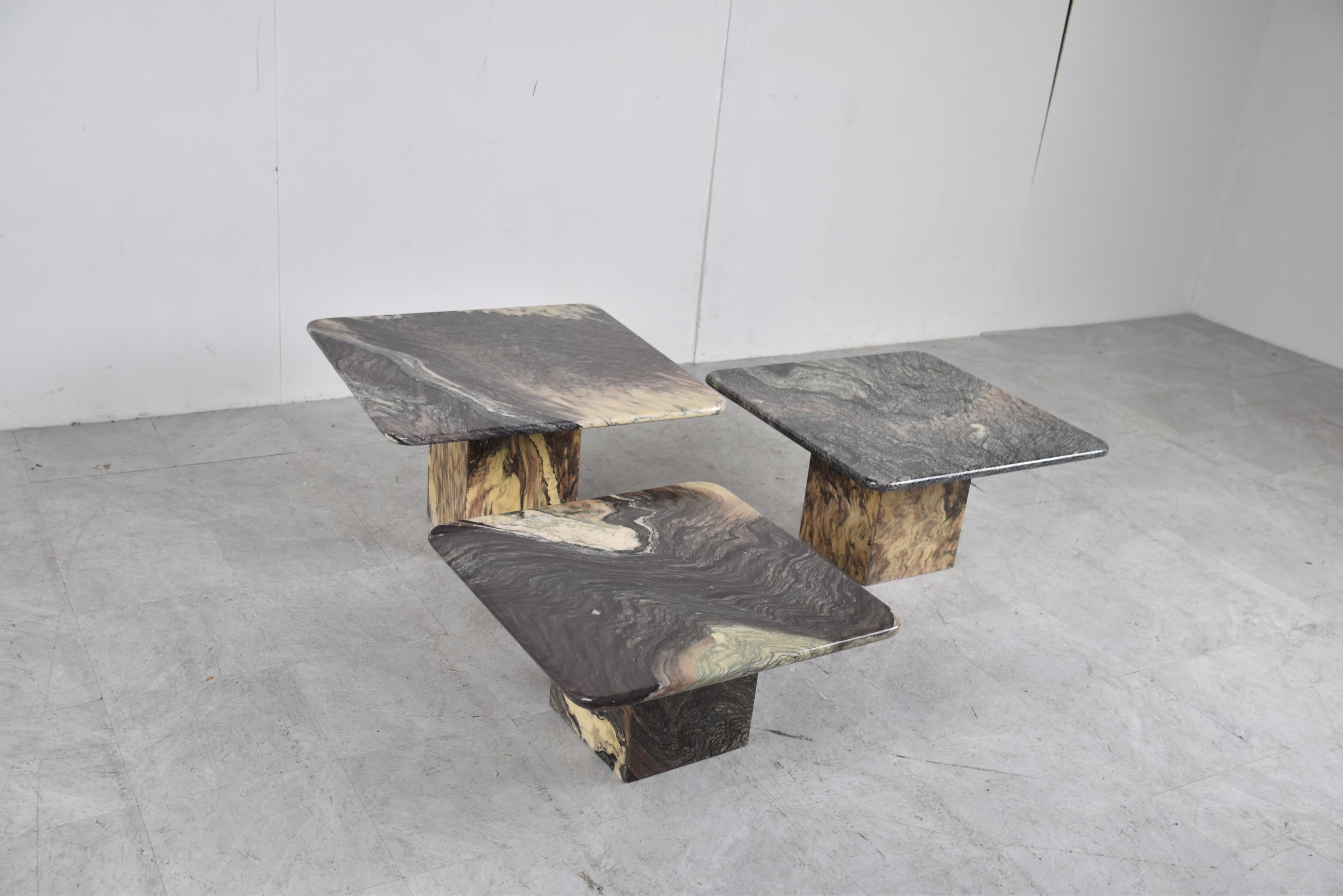 Vintage Marble Nesting Tables or Side Tables, 1970s In Good Condition In Leuven, Vlaams Gewest
