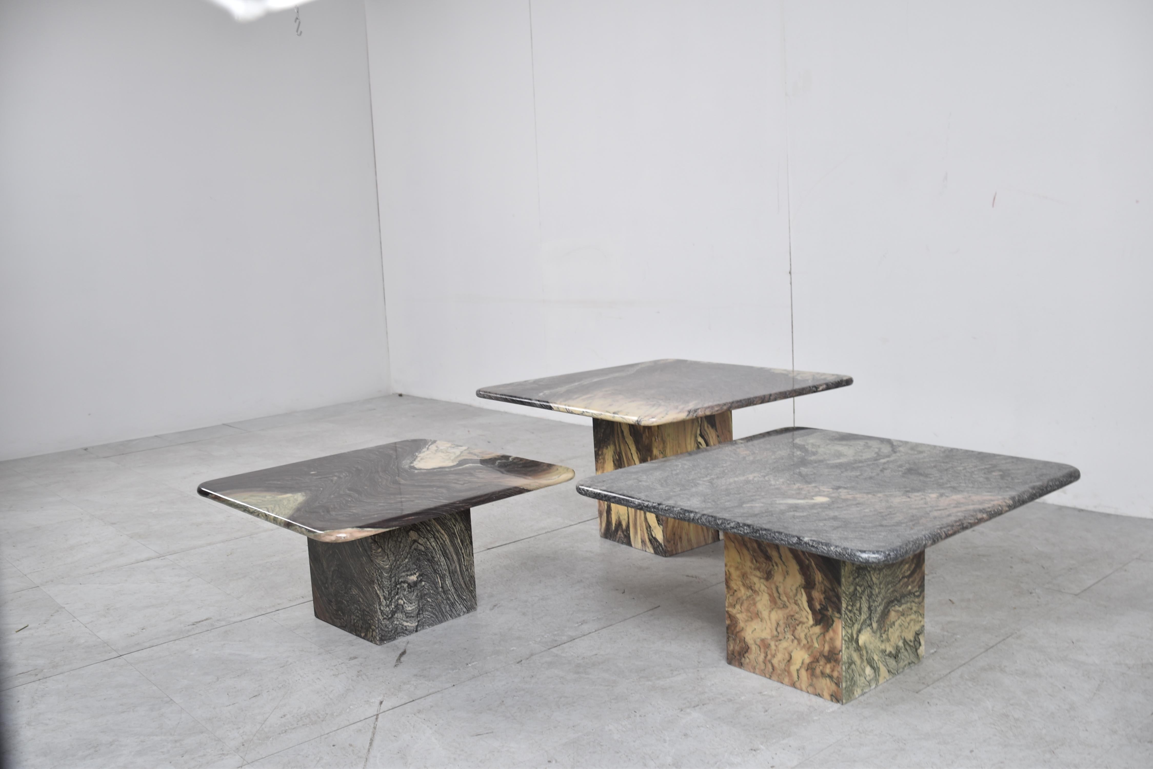 Late 20th Century Vintage Marble Nesting Tables or Side Tables, 1970s