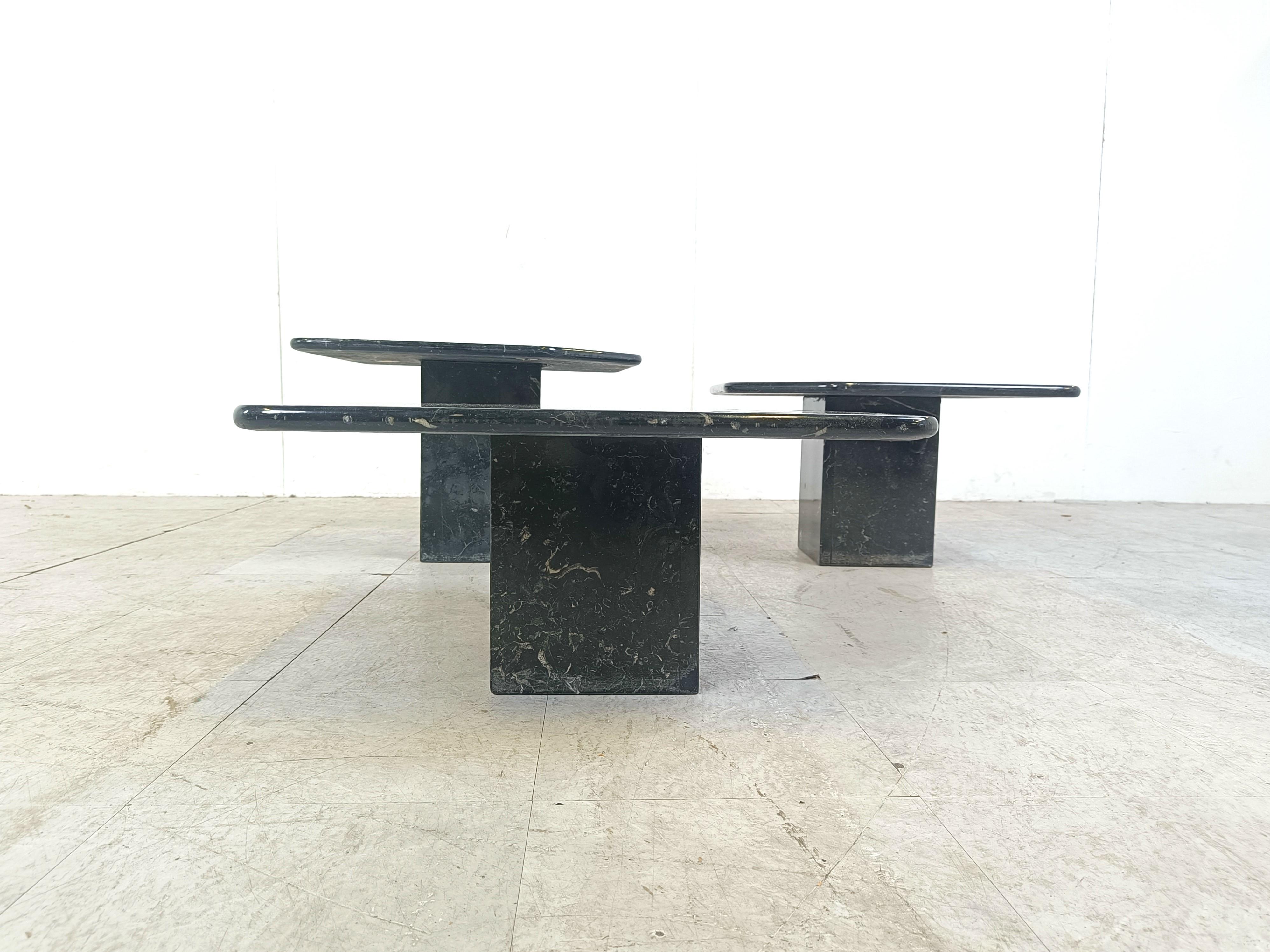 Vintage marble nesting tables or side tables, 1970s In Good Condition For Sale In HEVERLEE, BE