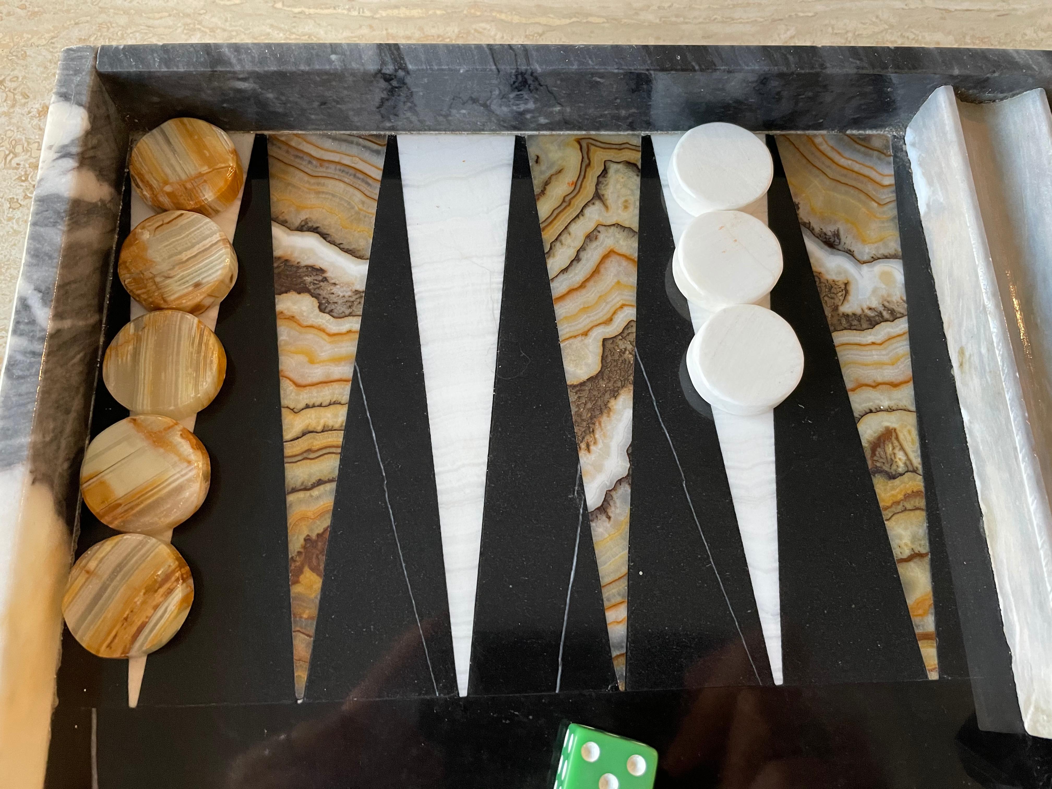 Vintage Marble and Onyx Backgammon Board 5