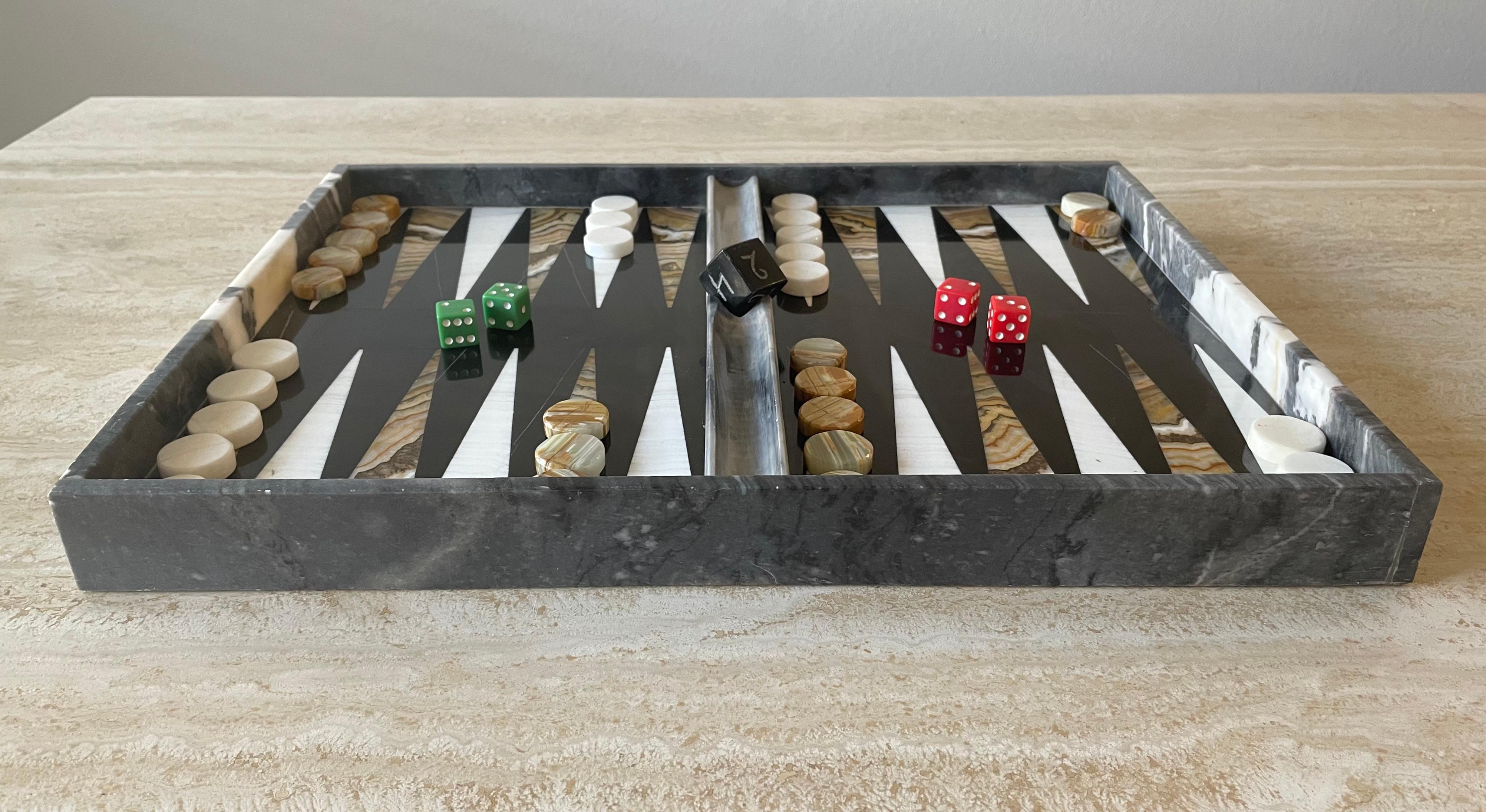 20th Century Vintage Marble and Onyx Backgammon Board