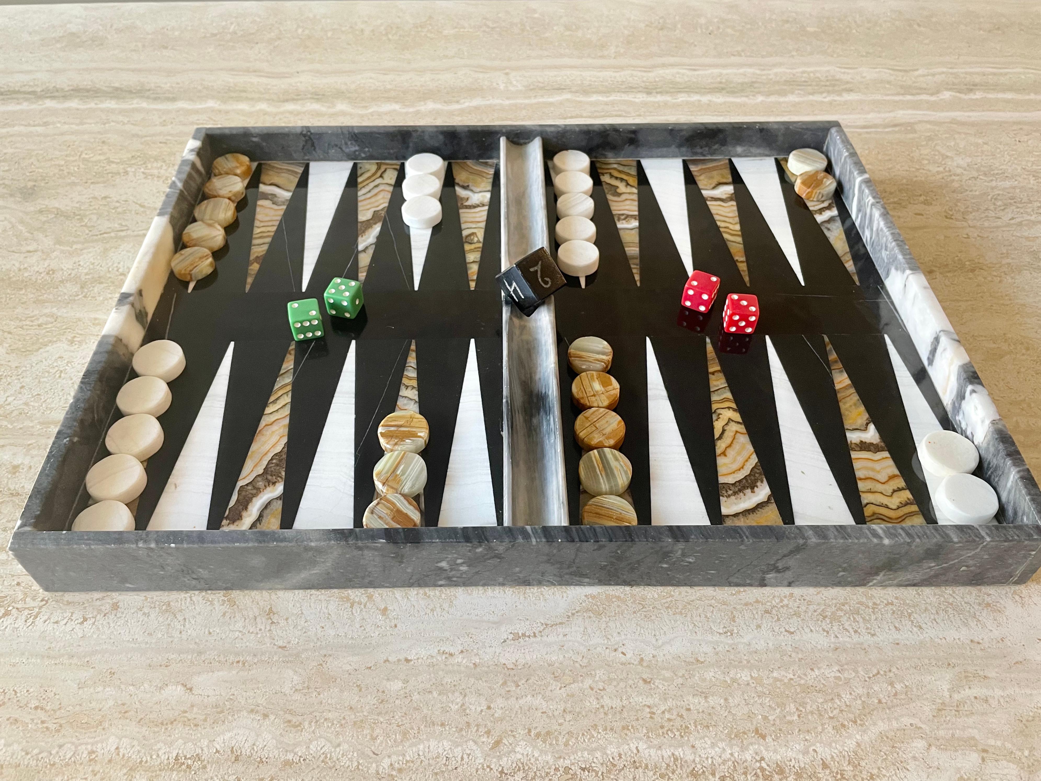 Vintage Marble and Onyx Backgammon Board 2
