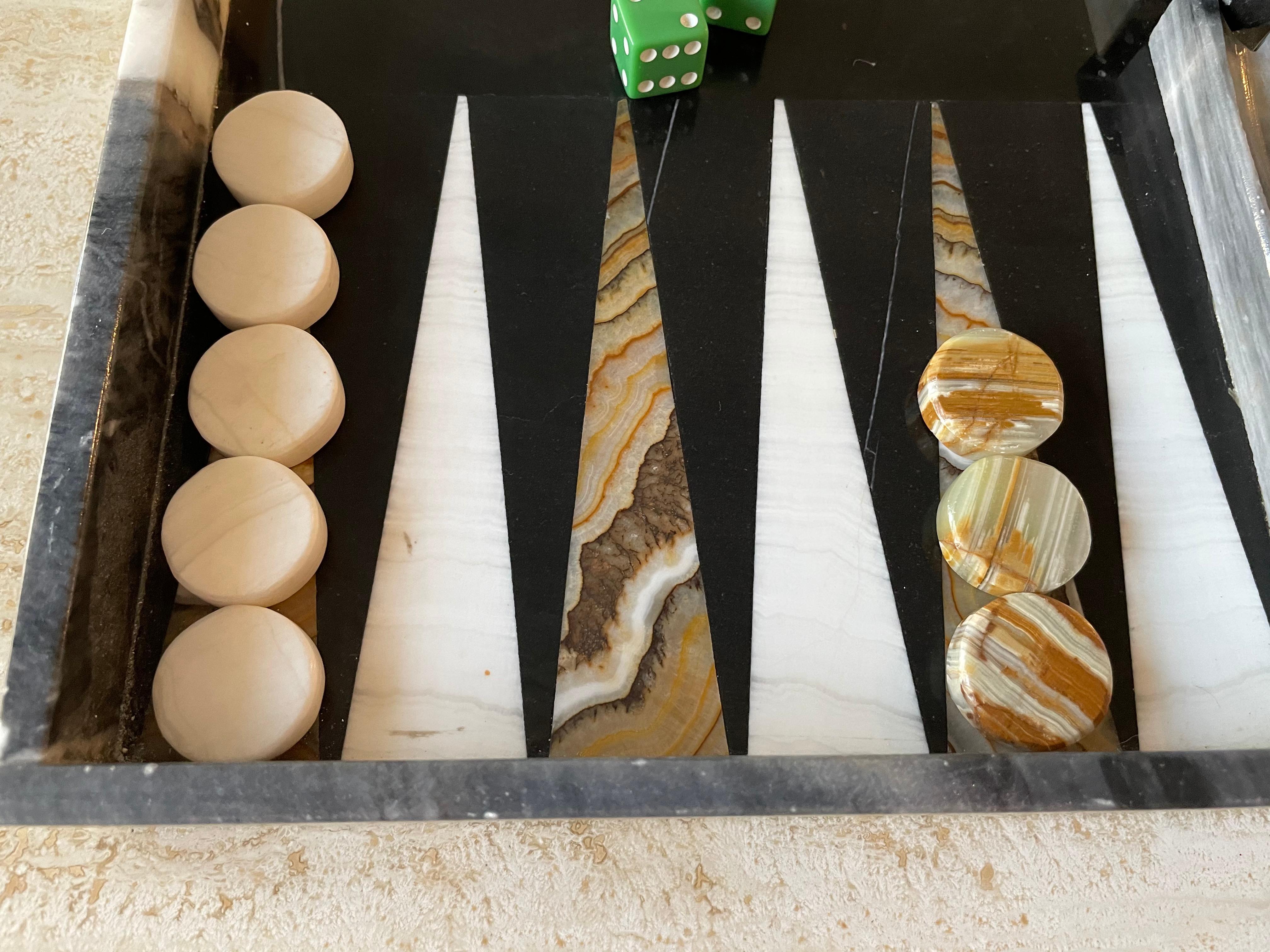 Vintage Marble and Onyx Backgammon Board 3