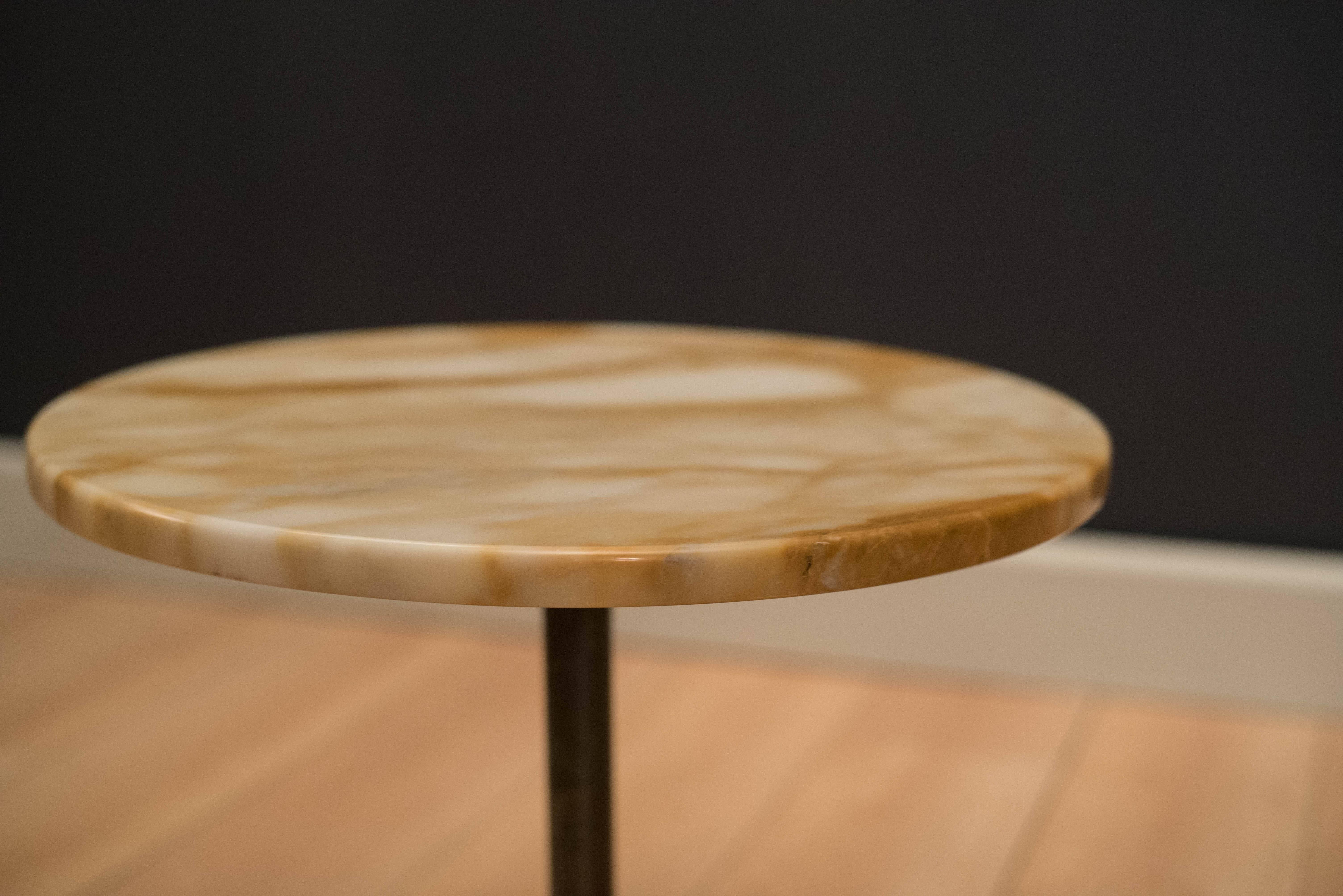 Mid-Century Modern Vintage Marble Pedestal Side Table
