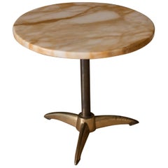 Vintage Marble Pedestal Side Table